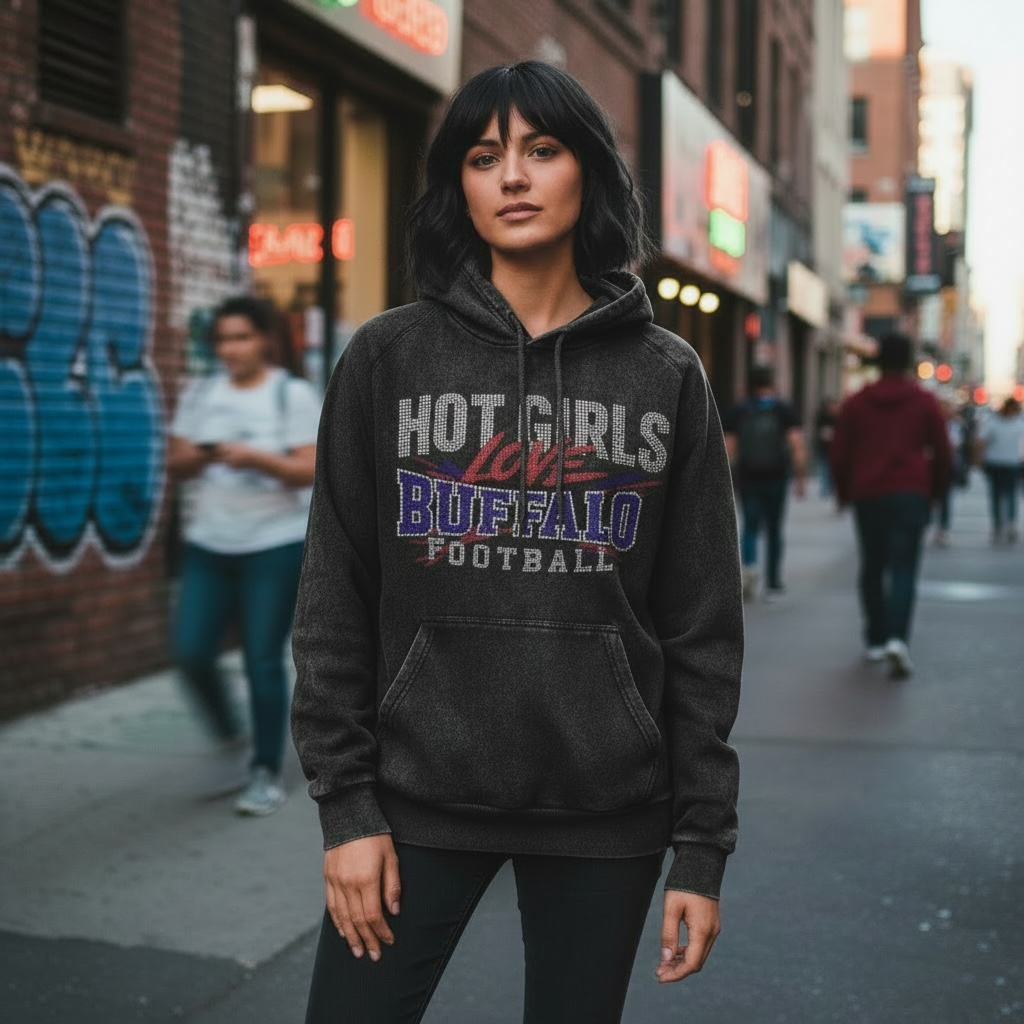 Hot Girls Love Buffalo Football Bling Vintage Hoodie