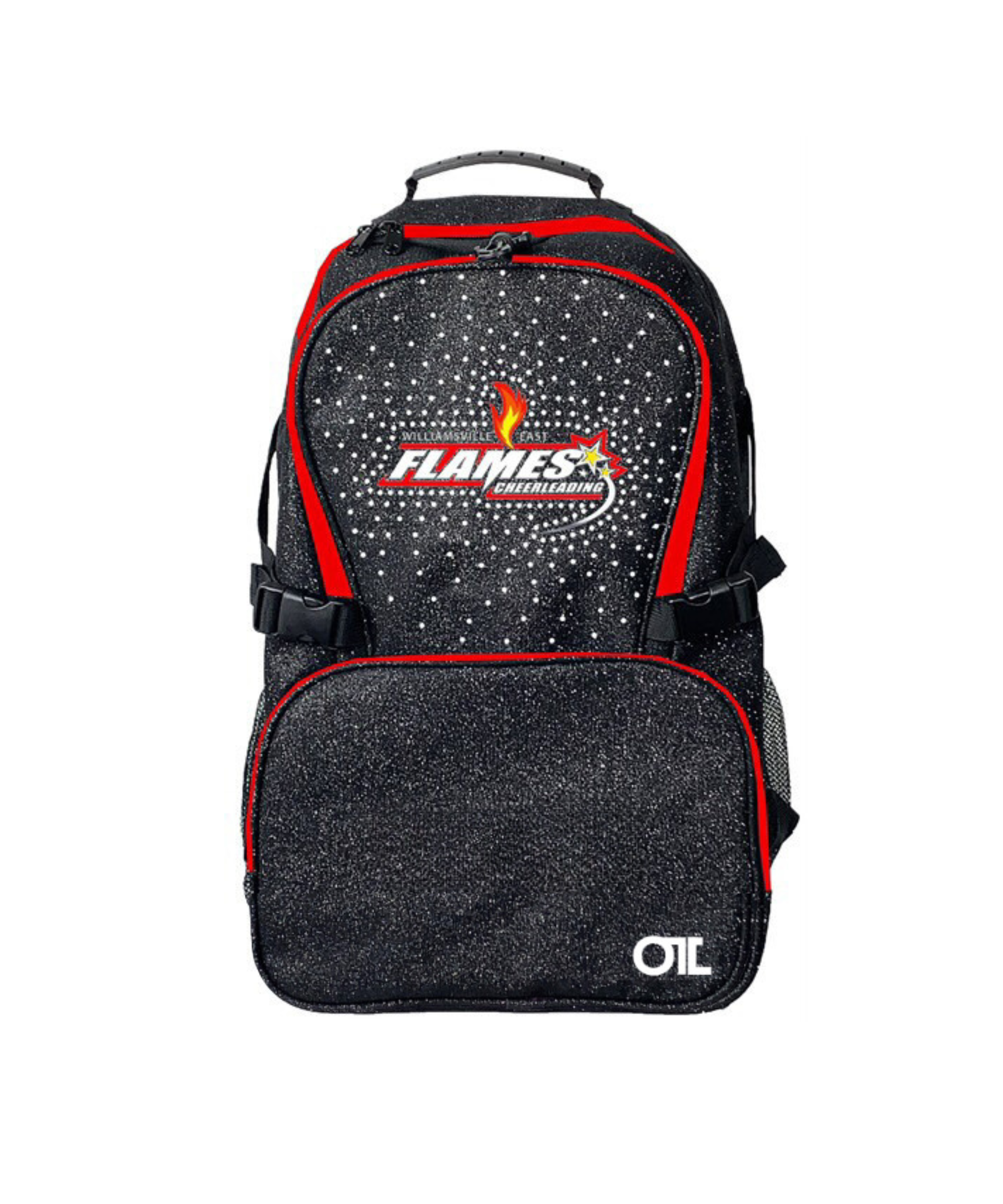 WEHS Flames Glitter bling Bookbag