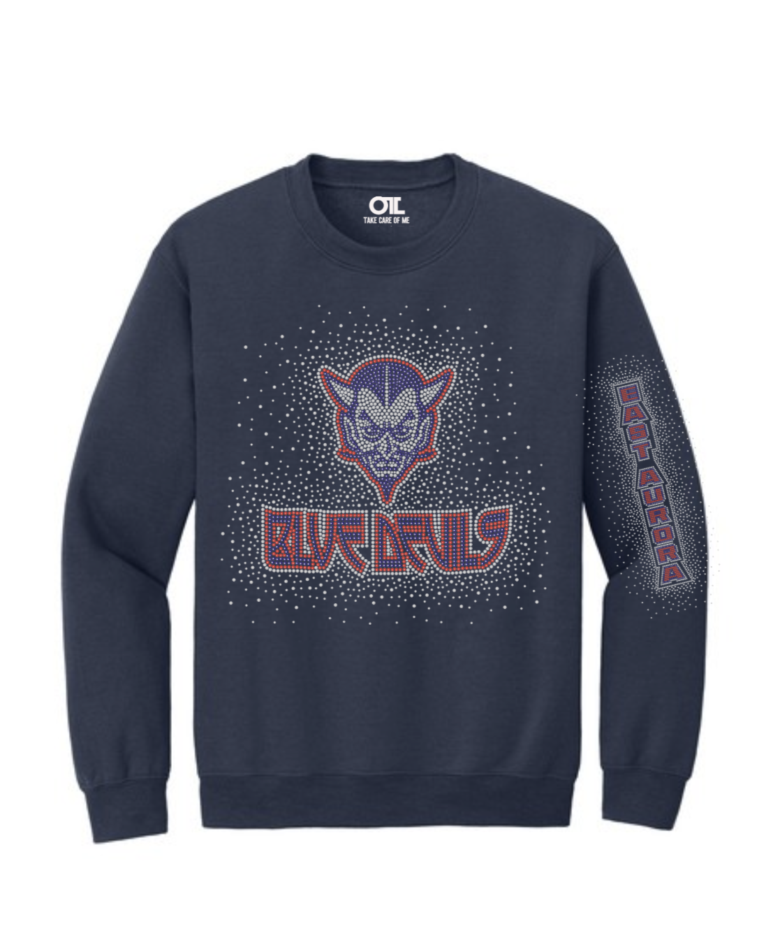 EAST AURORA BLUE DEVILS BLING BURST CREWNECK