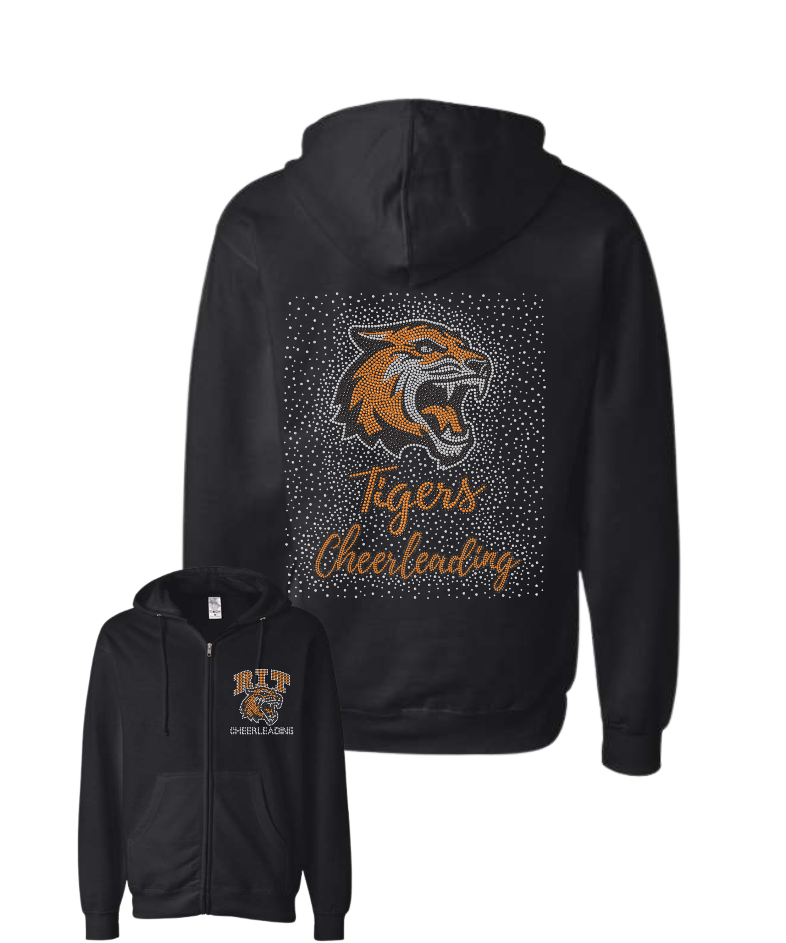 RIT TIGER HEAD CHEERLEADING BLING FULL ZIP UP HOODIE