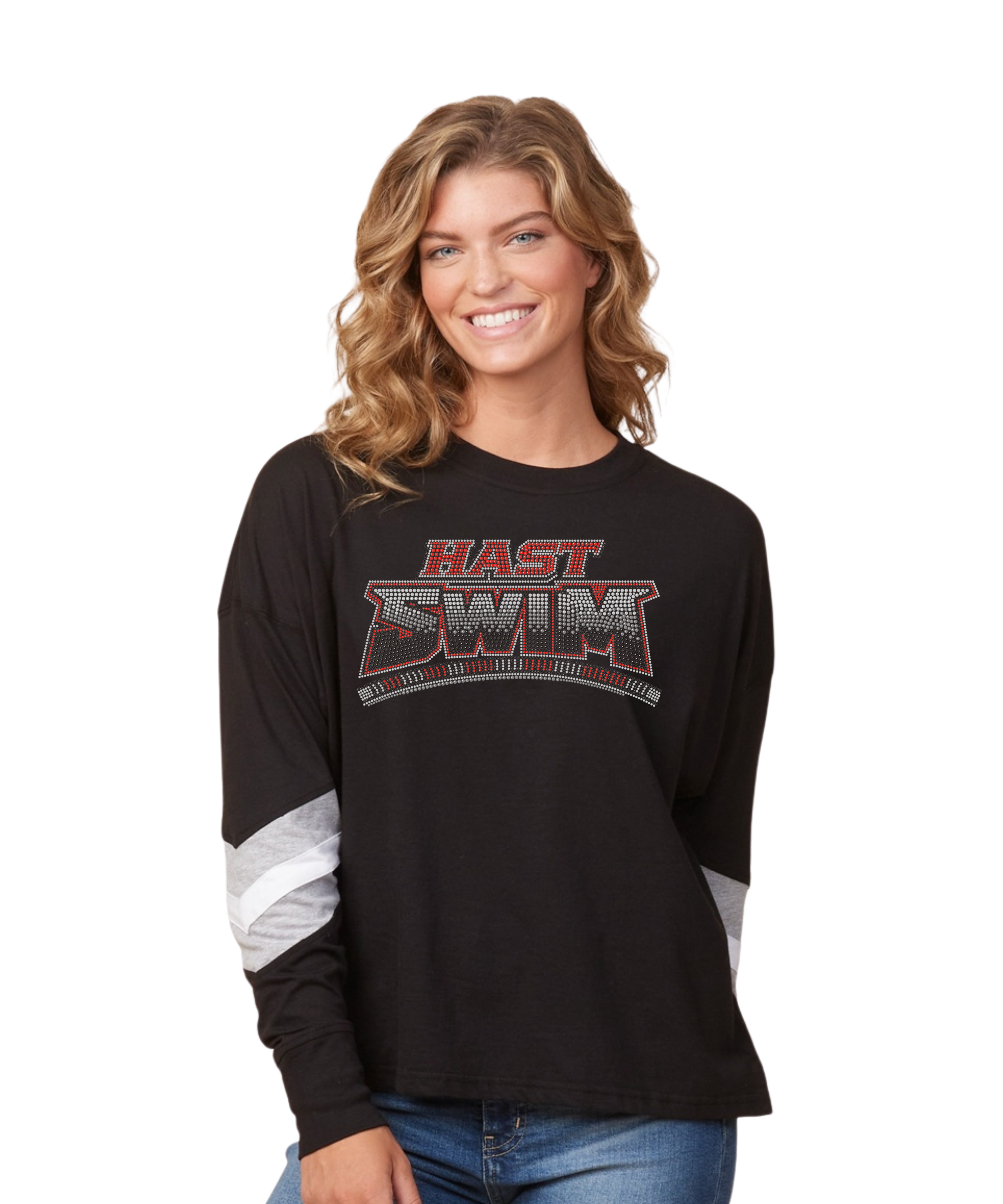 HAST Ladies Boxy Varsity Long Sleeve Bling Tee