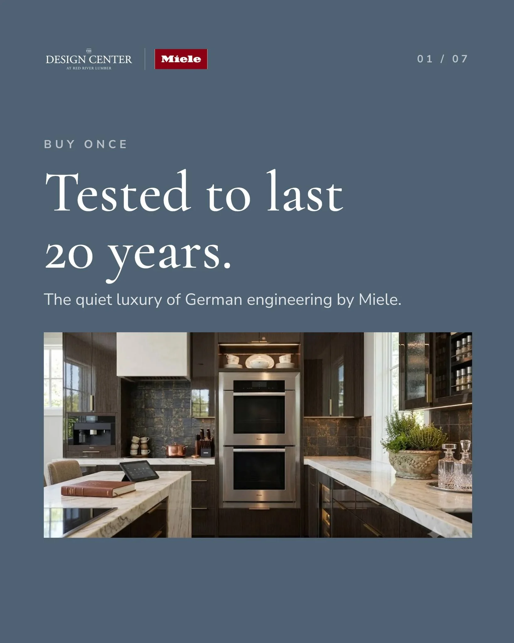Buy once. 🔸

Miele has been family-owned since 1899, built on one idea: Immer Besser &mdash; forever better. Their appliances are engineered and tested for 20 years of real use, so a Miele kitchen is something you choose once.

Swipe through &rarr; 