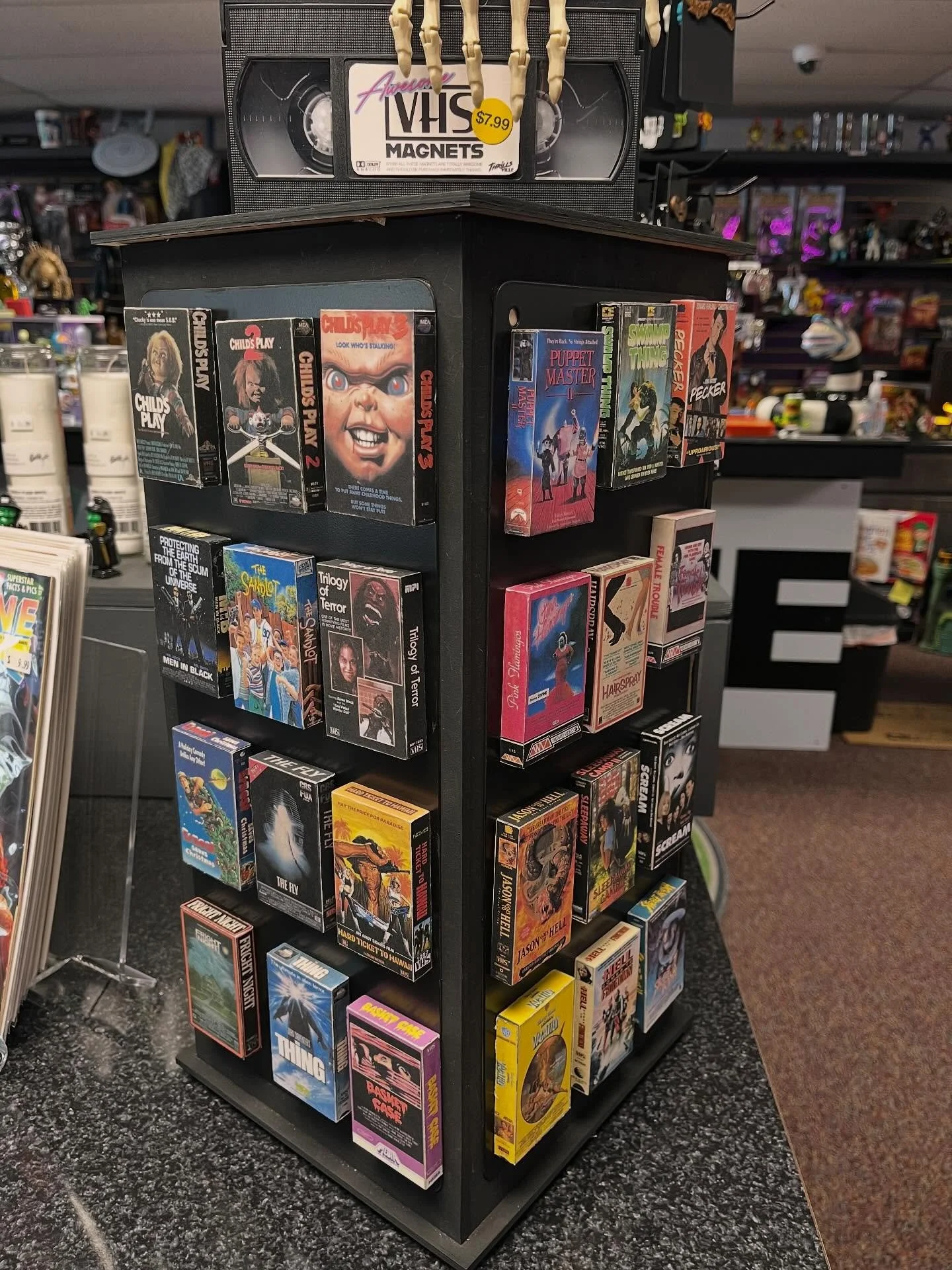 VHS magnets are back in stock! With NEW vintage cereal box magnets! COLLECT THEM ALL!!! $7.99 each, while supplies last. 🥸

#thrillsville618 #edwardsville #vhs #vhsmagnets #vintage #collectibles