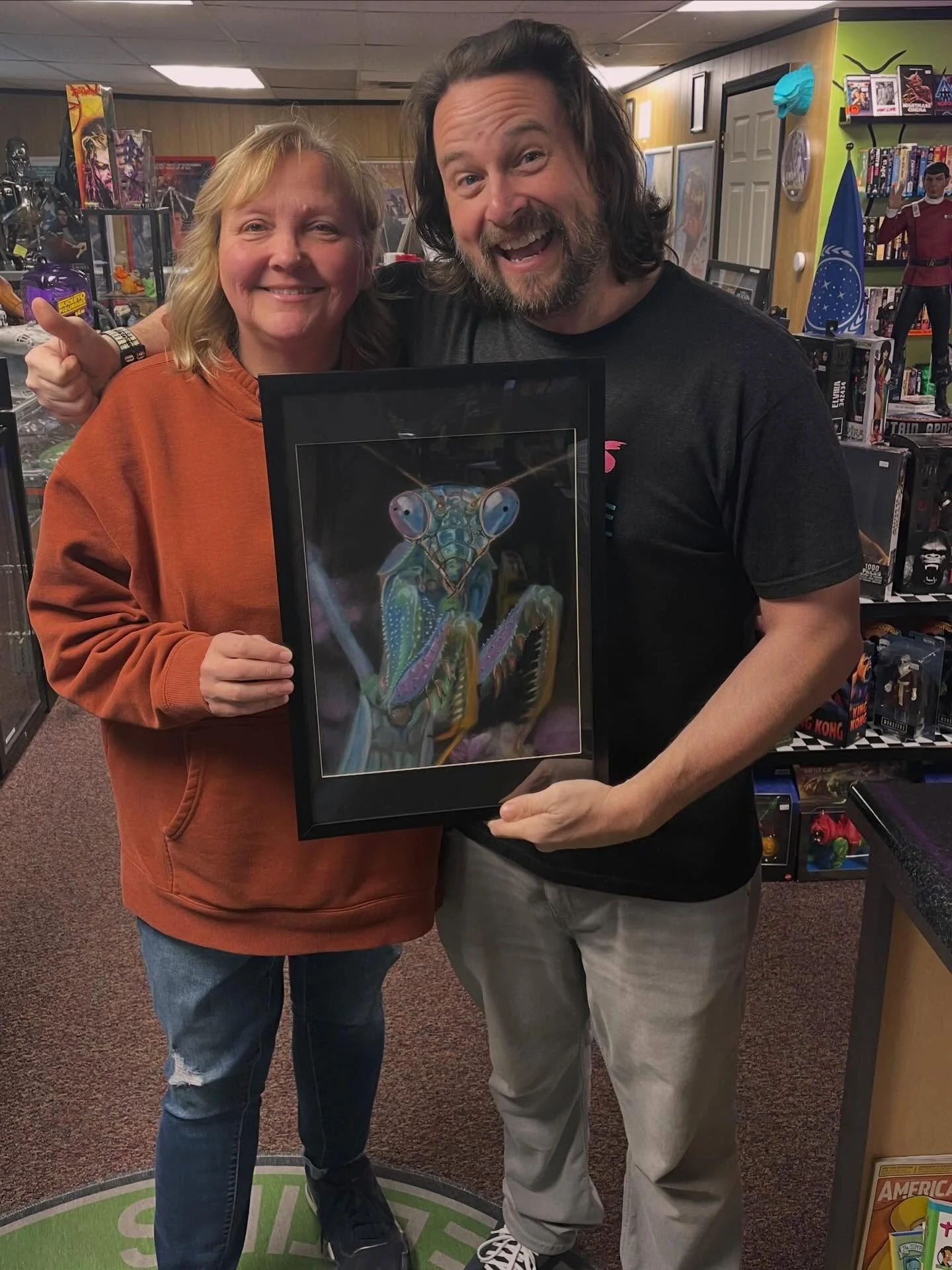 One of the best things about this place is the people I meet. Thank you SO much Stella for this magnificent mantis. You&rsquo;re the besssssssst!! 

#thrillsville618 #edwardsville #smallbusiness #supportlocal #magnificentmantis