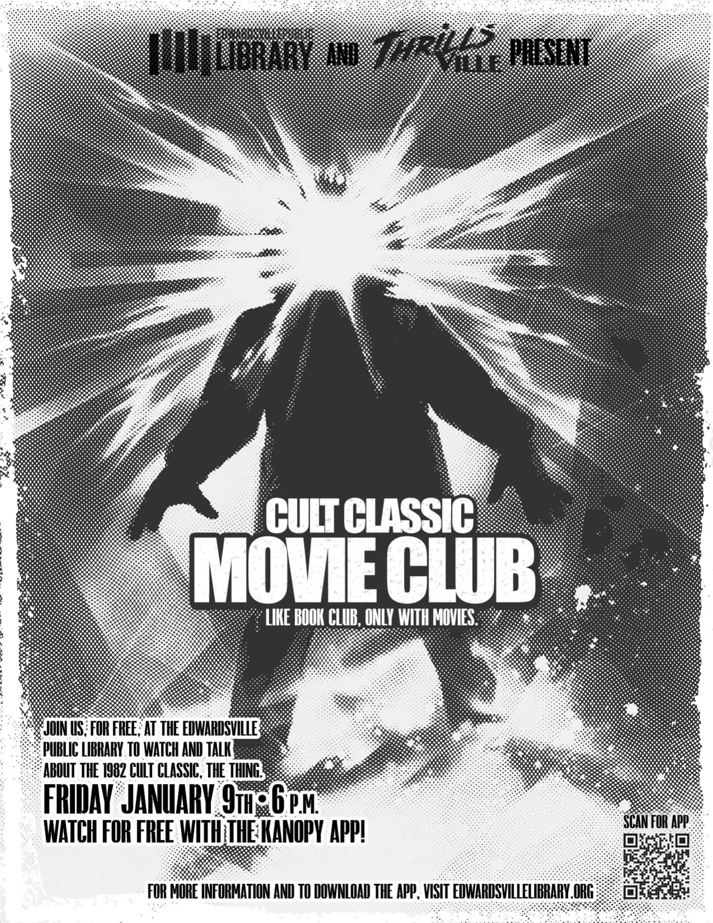 Just a little over a week until the next Cult Classic Movie Club! I&rsquo;ll be closing wee bit early on January 9 so I can scoot over to the EPL and watch! Check out the event on Facebook for more details and how to watch on Kanopy. 

#thrillsville6