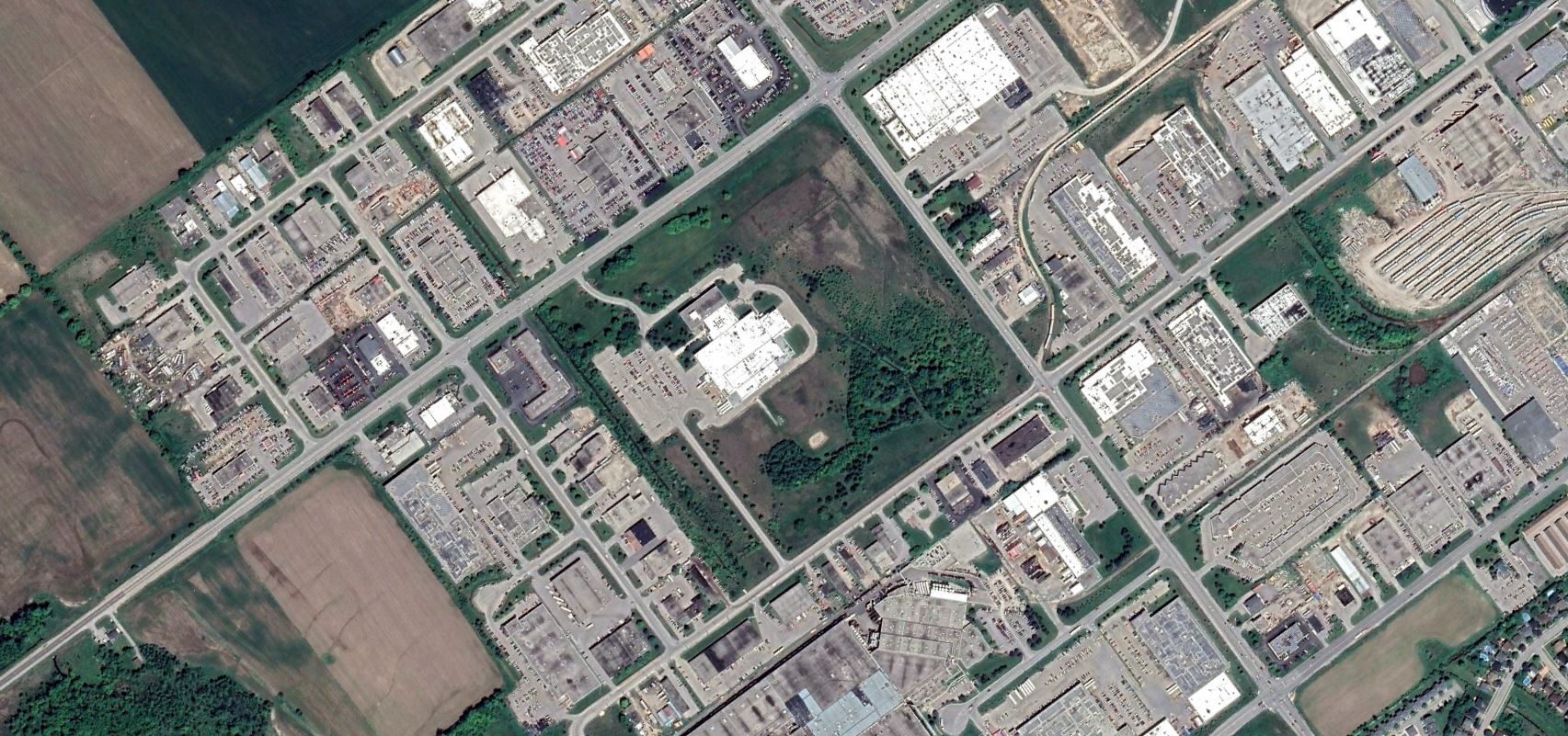 Satellite image of the Johnson and Johnson (now Kenvue) property in Guelph, ON