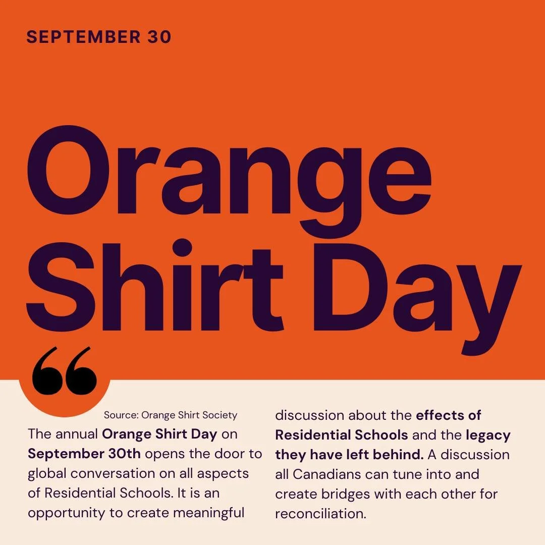 September 30 is Orange Shirt Day 🧡

By wearing an orange shirt today, we commit to the enduring truth that Every Child Matters, every day and everywhere.

Today is a day for First Nations, Inuit and Metis, local governments, schools, and communities