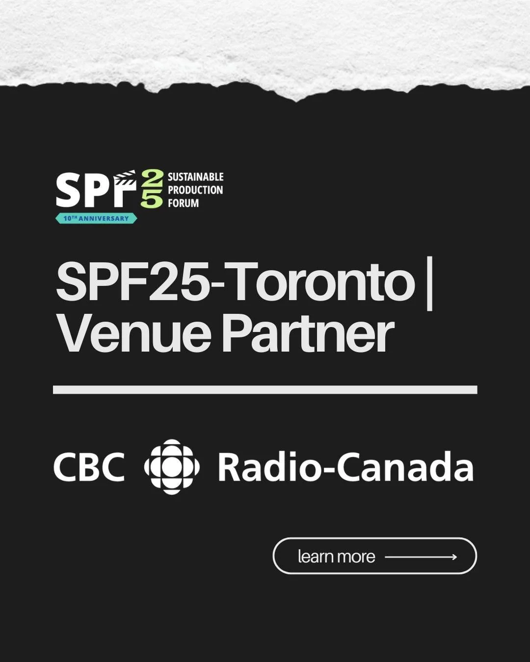Introducing our SPF25 Toronto Venue Partner, @cbcradiocanada! ✨🌱

CBC/Radio-Canada plays a central role in strengthening Canadian culture and offers a uniquely Canadian perspective on news, current affairs and world affairs. 🌎👥

We are honoured to