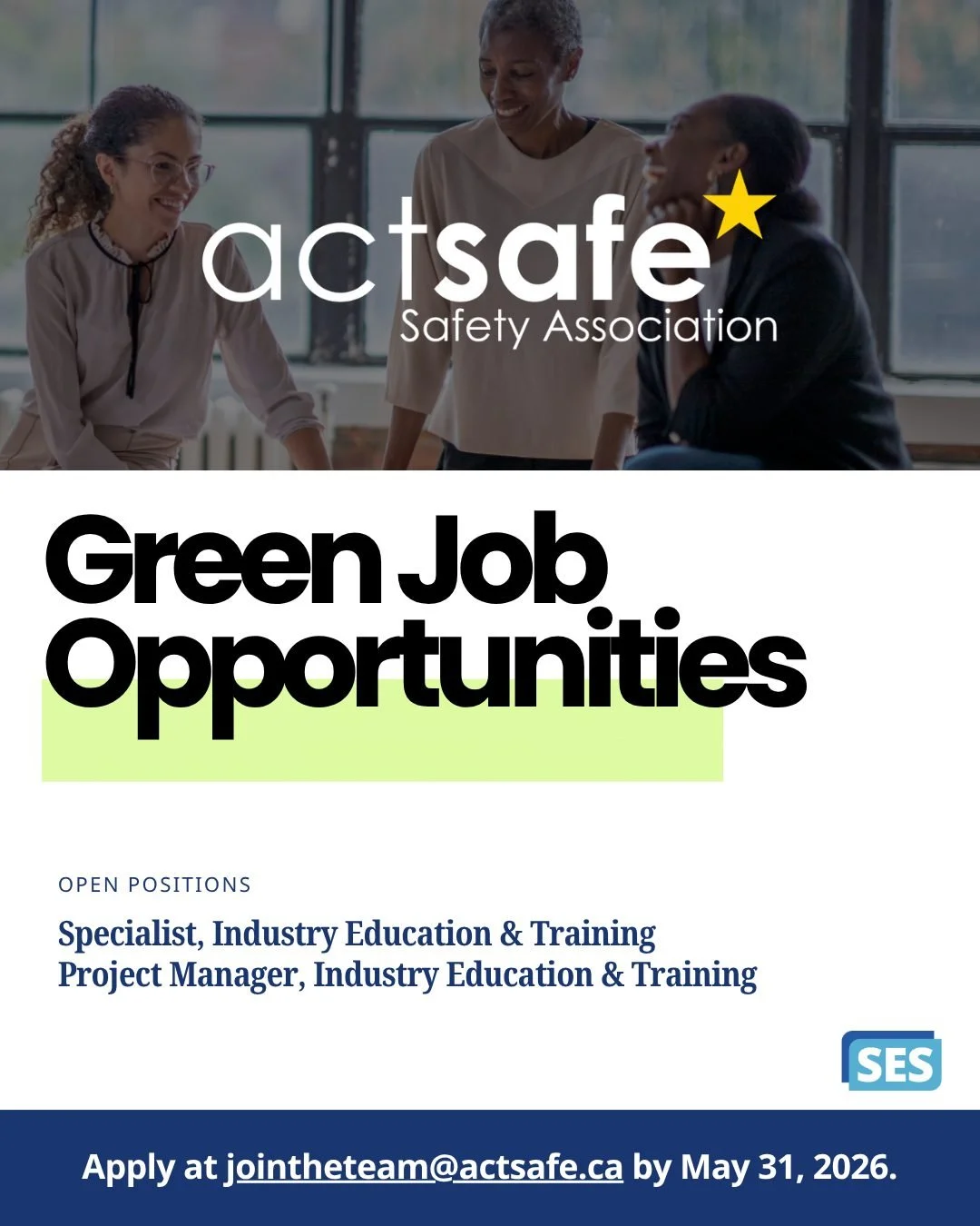 👀 We&rsquo;re back with more green job opportunities

Actsafe is hiring for two roles in Industry Education &amp; Training:

💼 Specialist, Industry Education &amp; Training
💼 Project Manager, Industry Education &amp; Training

📍 Hybrid (Burnaby/R