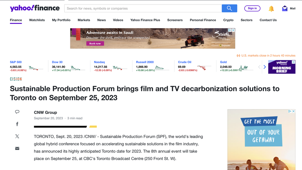 Sustainable Production Forum brings film and TV decarbonization solutions to Toronto on September 25, 2023