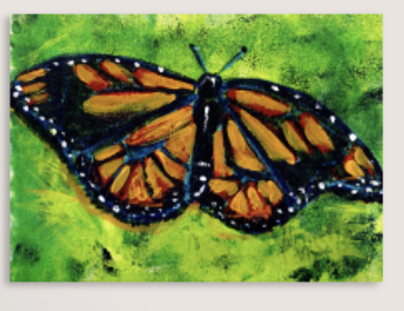 This monarch butterfly print is from my original acrylic and impasto medium on canvas board painting. The monarch is a beautiful butterfly with a large wing span and stunning vibrant orange colour, it is also poisonous to birds if they eat it. The pa