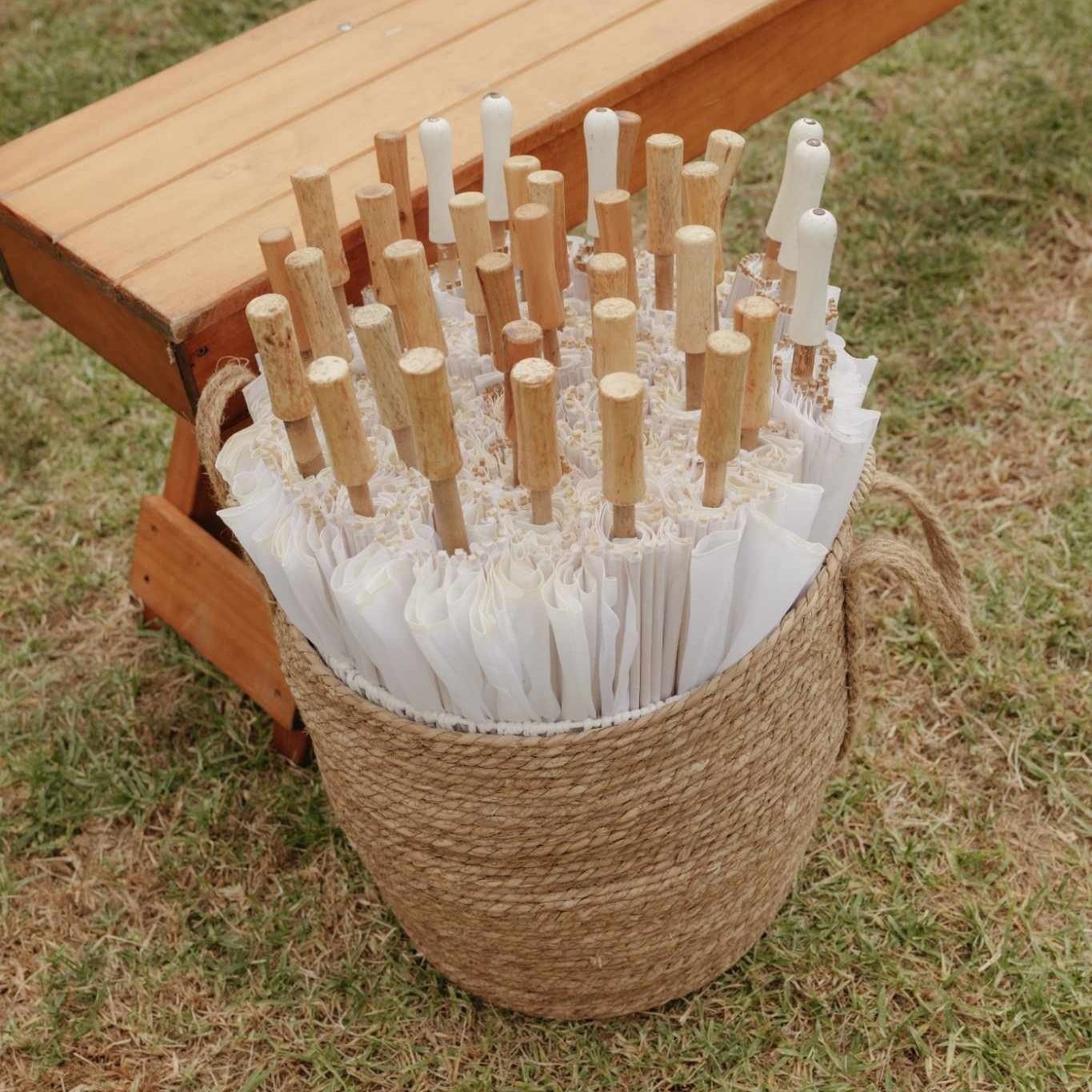 Basket of White Parasols (40+)