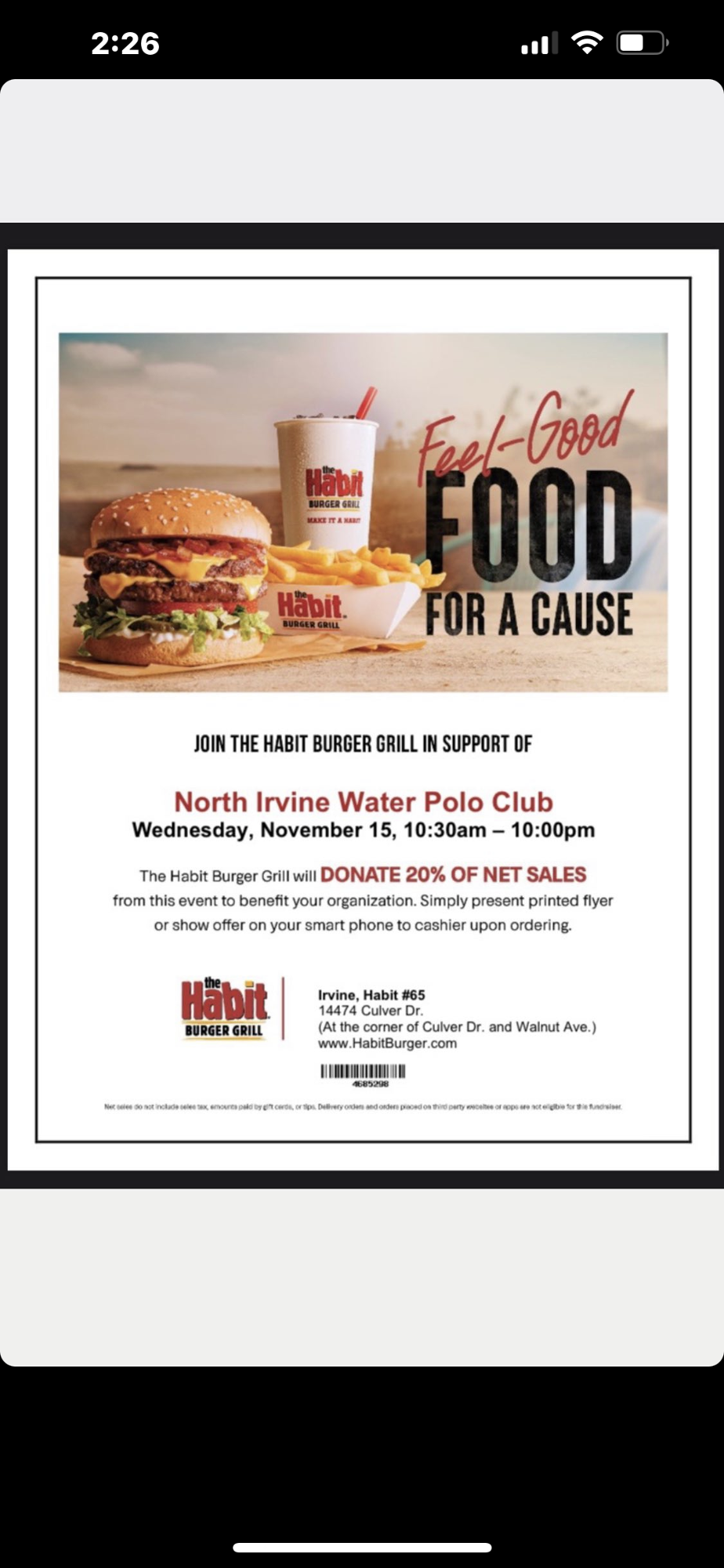 The Habit Burger Grill in support of NIWPC