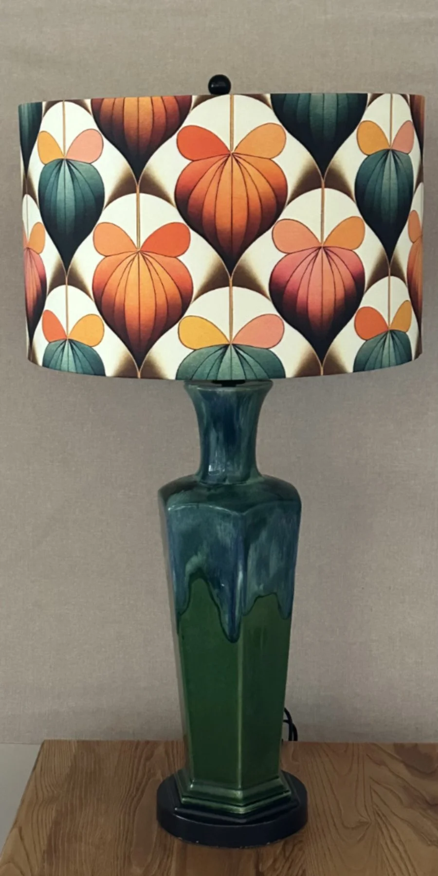 1960s Lamp, Aquamarine Drip Ceramic Base