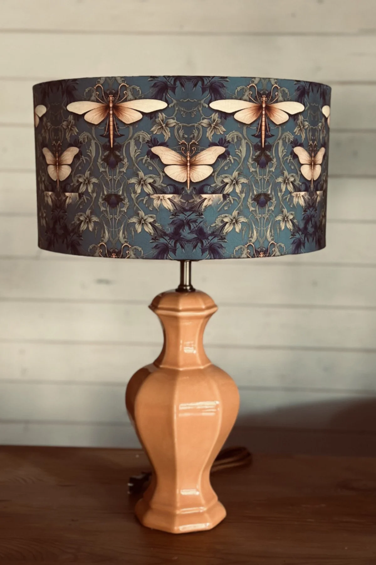 1960s Lamp, Terra Cotta Salmon Ceramic Base