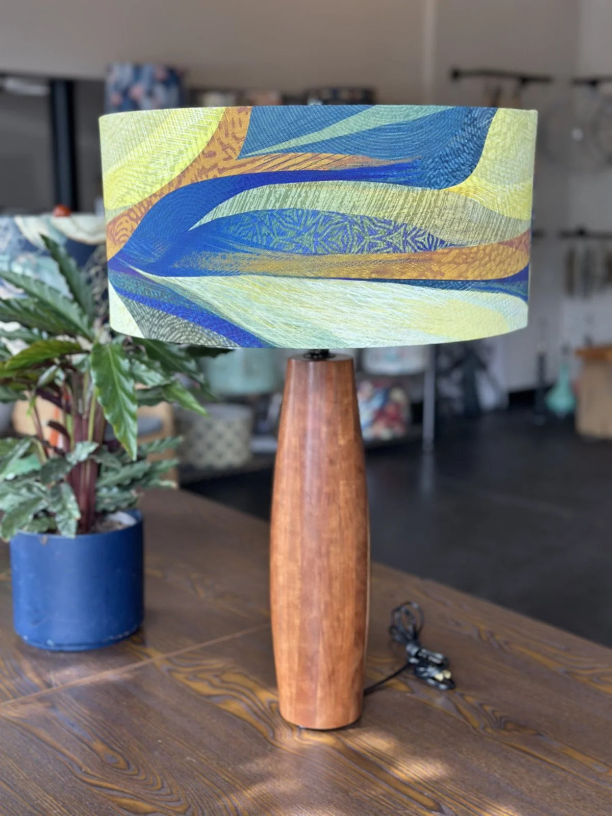 Blue Mountains Lamp, Wood Base
