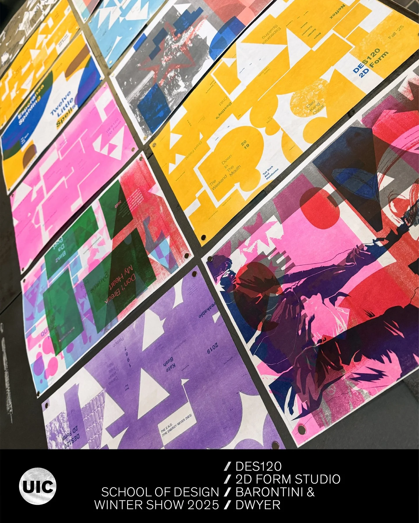 DES120 provides students with an introduction to the fundamentals of graphic composition with an emphasis on observation, process, hierarchy, and abstraction as they explore methods of abstract form-making through a series of iterative exercises. In 