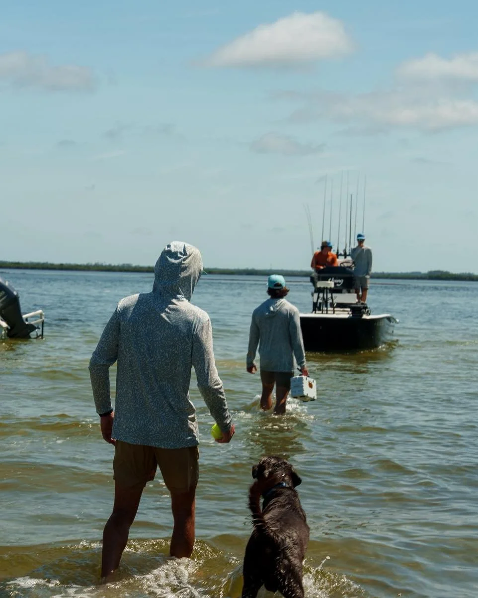 We don’t sell clothes — we sell a way of life.
Every piece we make comes from mornings just like this one — slow tide, quiet walk, rod in hand, dog at your side. The kind of moments that remind you why you fell in love with the wat