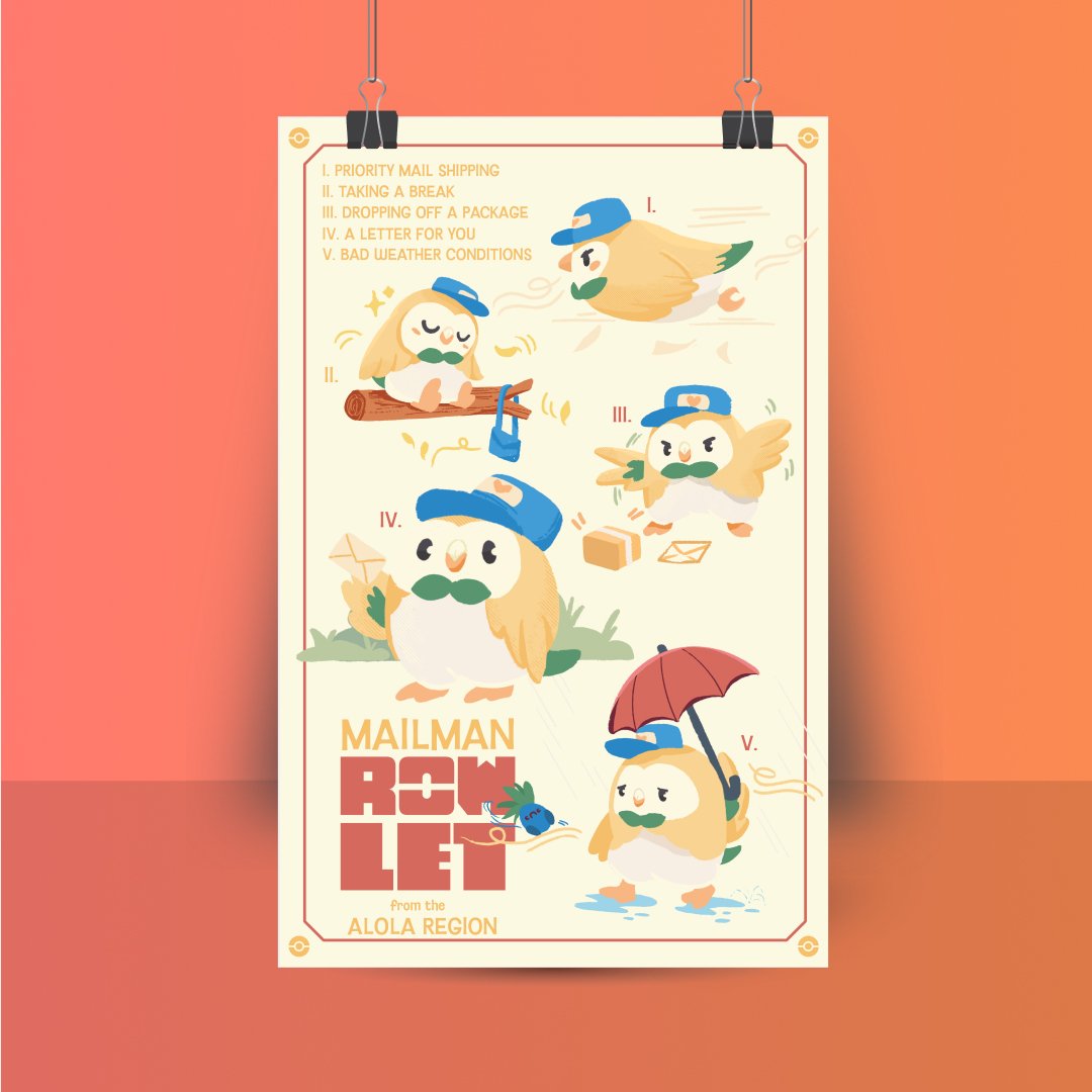 Pokemon- MailMan_Rowlet_2 - 11x17.jpg
