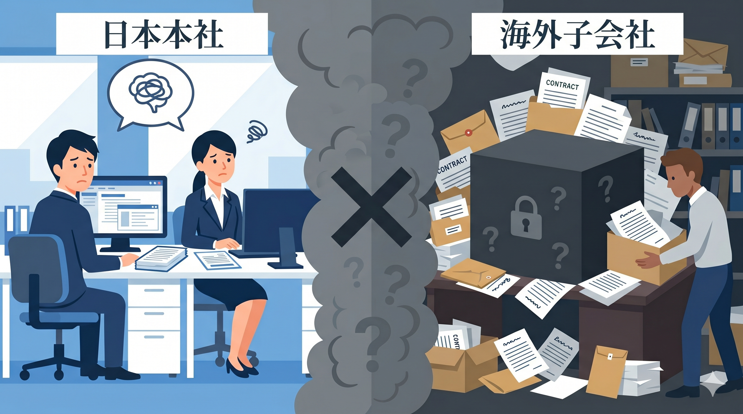 海外子会社の契約書がブラックボックス化していませんか？グローバル法務の一括管理を阻む「4つの壁」と解決策