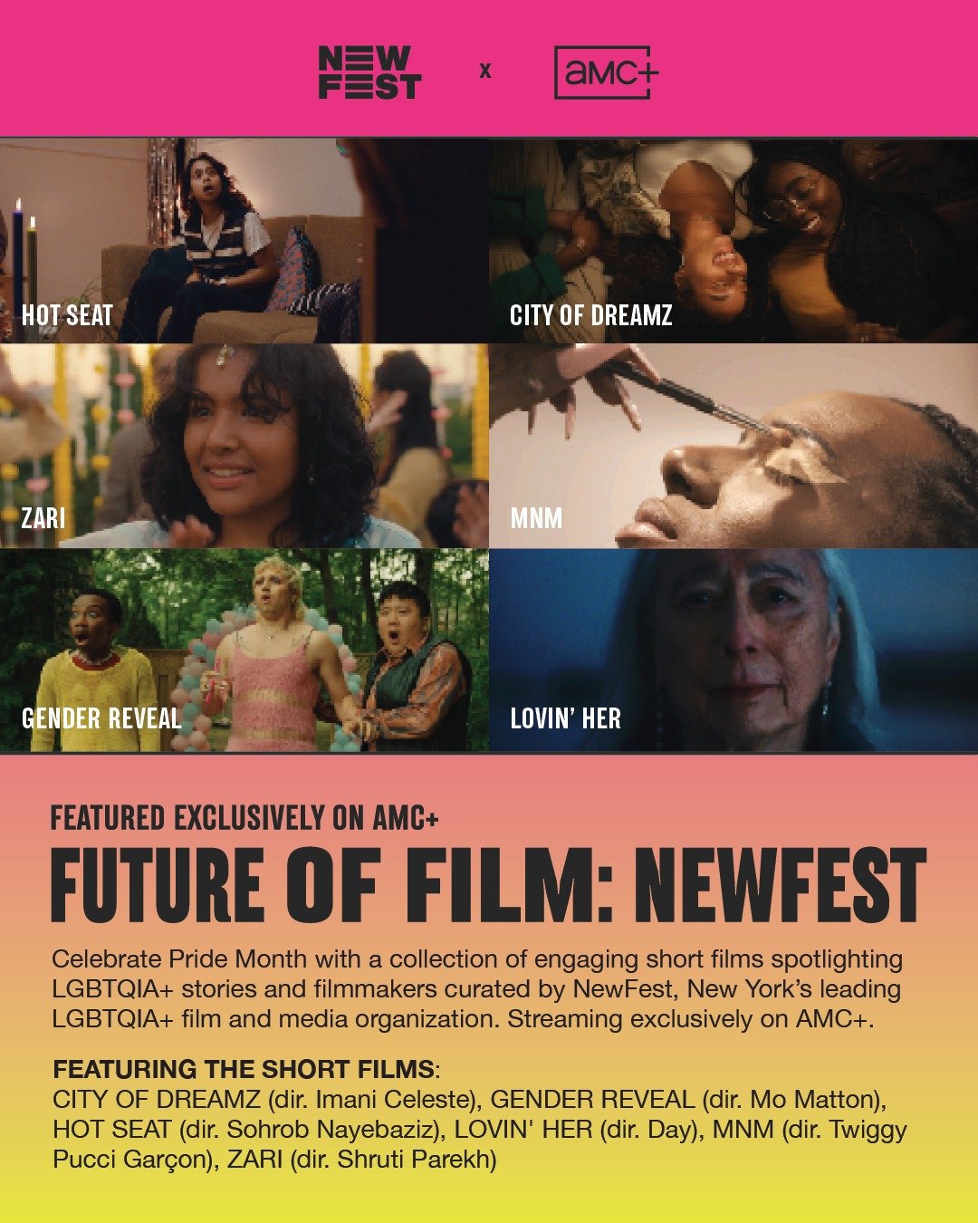 This #PrideMonth, you can watch MnM, directed by Twiggy Pucci Gar&ccedil;on and produced by Multitude Films, on AMC+ with @NewFest's curated Future of Film collection of short films that elevate LGBTQIA+ voices on film 🎬🌈

MnM is an exuberant portr