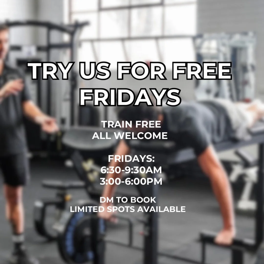 Ever wanted to try our gym but never had the chance?

Try Us For Free Fridays.
Come in, train, get coached.

✔ Tailored to your goals
✔ All levels welcome
✔ No lock-ins

Fridays:
6:30&ndash;9:30am
3:00&ndash;6:00pm

Spots capped.
DM to book.