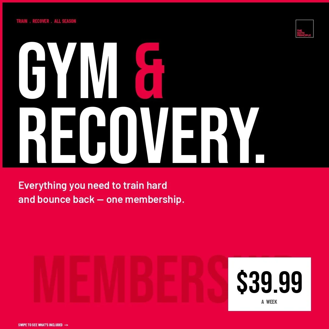 Train hard. Recover harder. Come back better.
We&rsquo;ve put together an in-season membership that covers everything you need to perform week after week &mdash; gym access with fob, sauna, ice bath, and Normatec boots. One price, all included.
$39.9