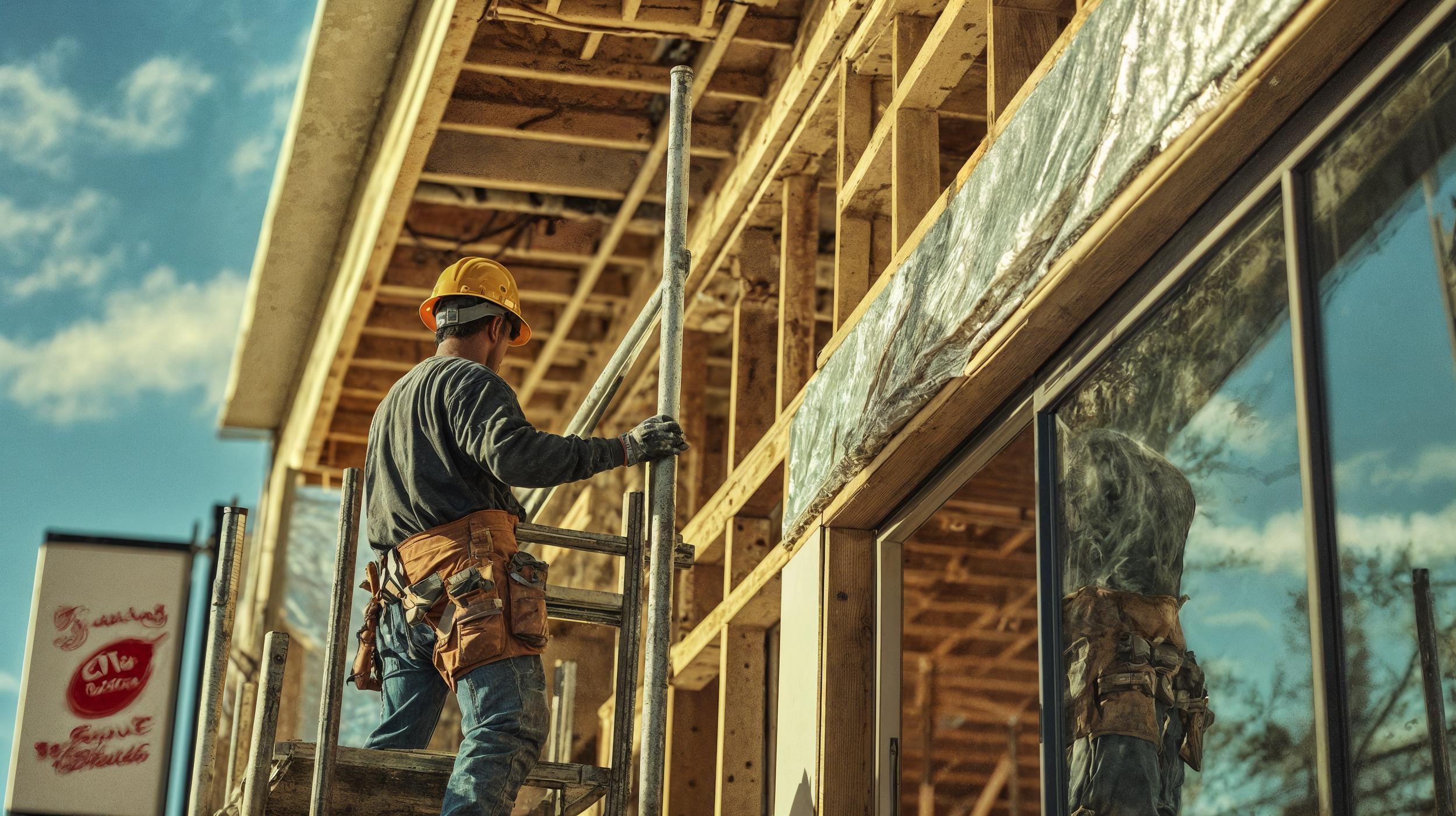 Construction worker reinforcing scaffolding on a commercial building site, symbolising how Australian franchise systems strengthen their foundations during economic uncertainty.