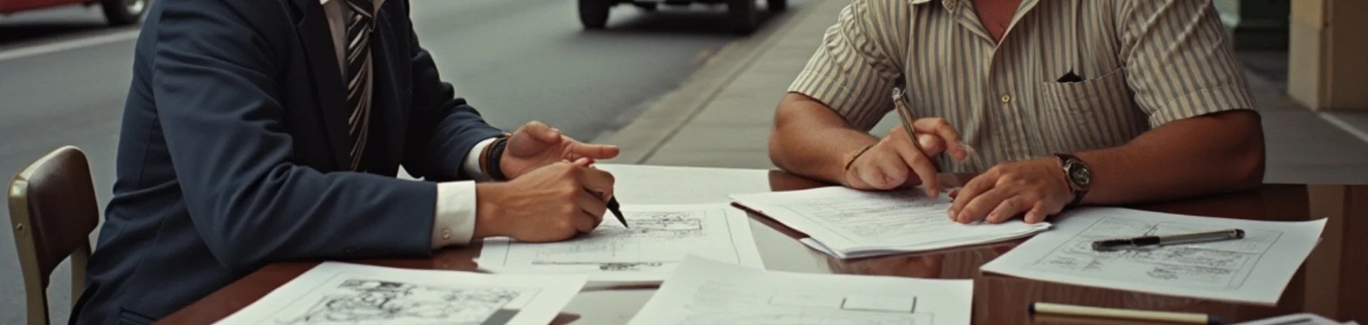 Two men from the 1970s negotiating franchising.