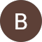 A brown circle with a white letter B in the center.