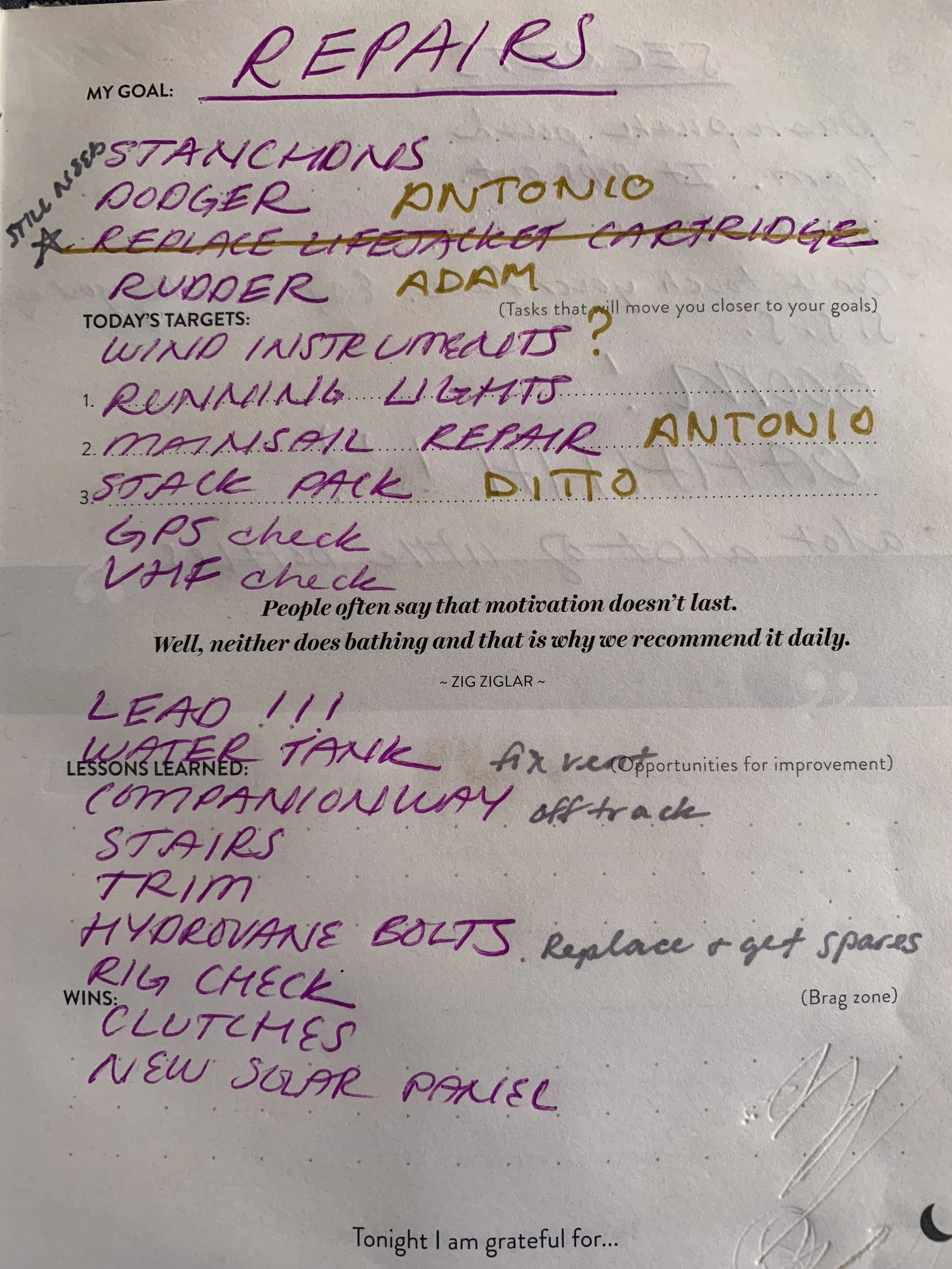 knock down "fix it" list
