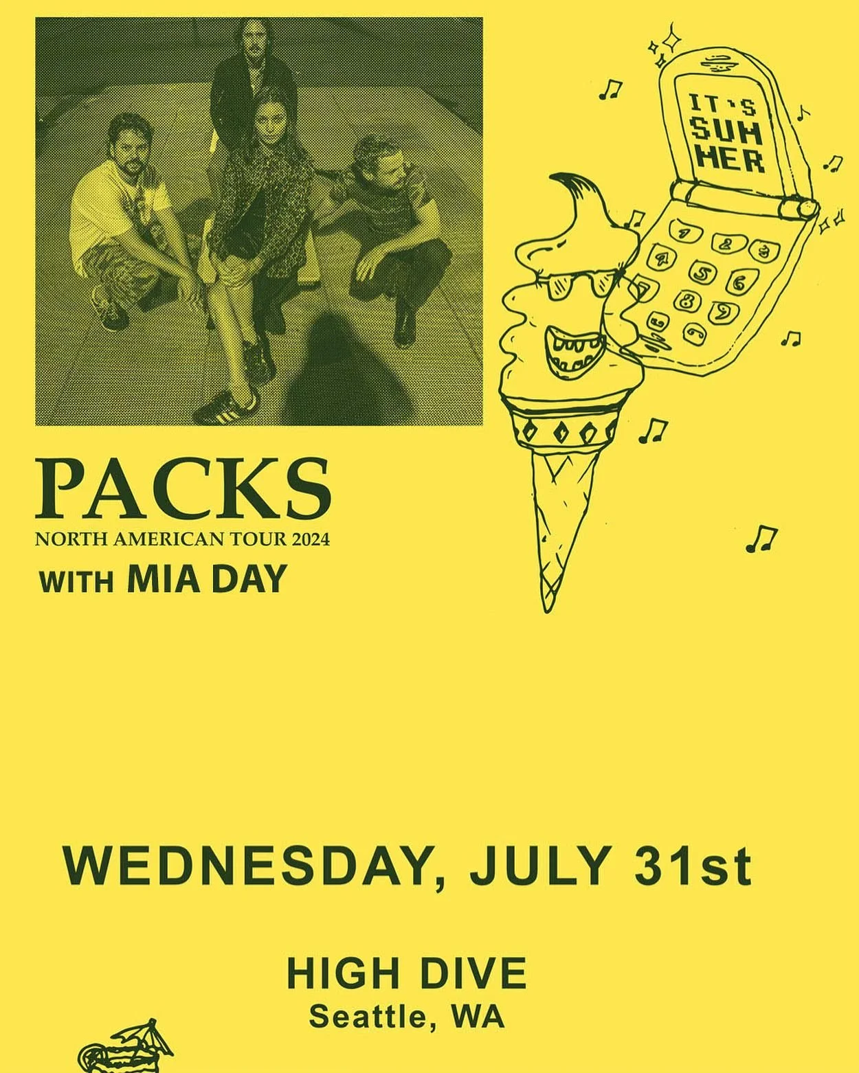 7/31 HIGH DIVE, 8pm, $18, 21+. In support of PACKS on  their North American tour :) So excited to be playing the Seattle stop of their summer run, I&rsquo;m jumping up and down, frolicking, clawing up the walls, etc .💛 Ticket link in bio!