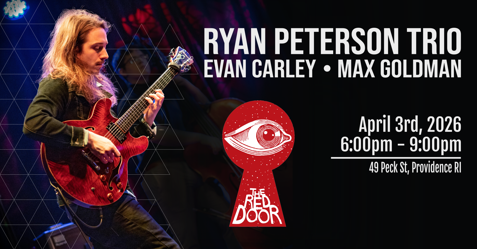 Ryan Peterson Trio with bassist Evan Carley, and drummer Max Goldman at The Red Door in Providence Rhode Island