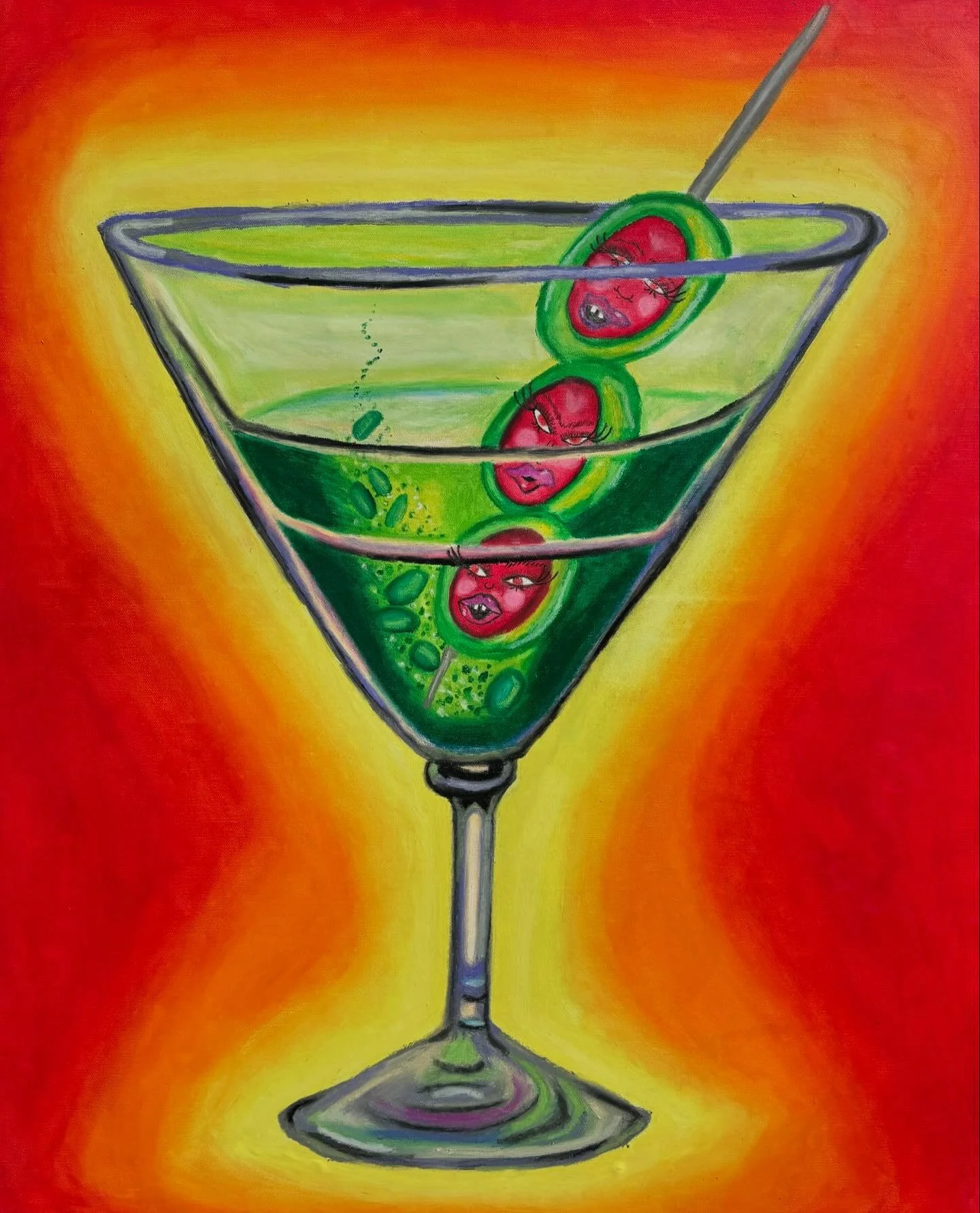 &ldquo;Martini with a Kick&rdquo; (2024) oil pastel on 24 x 30 canvas 🍸😝

Im also exited to announce I&rsquo;ll be featuring some of my artwork at the @losangelesnightsss Danksgiving event this Friday so make sure to get tickets and see some of my 