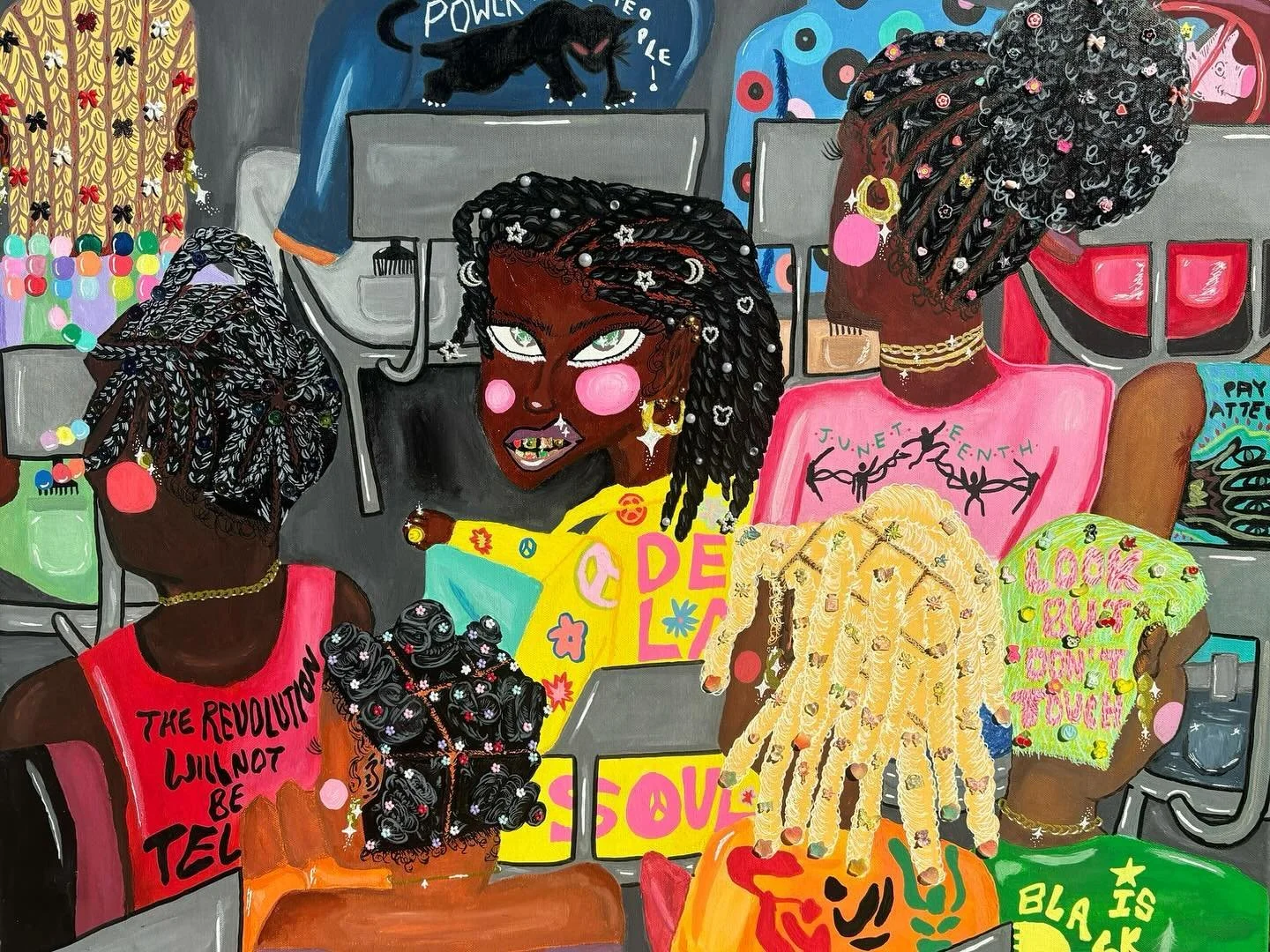 &ldquo;They Not Like Us&rdquo; (2024) Acrylic, Marker, &amp; Beads on 24 x 30 canvas ✊🏿❤️
