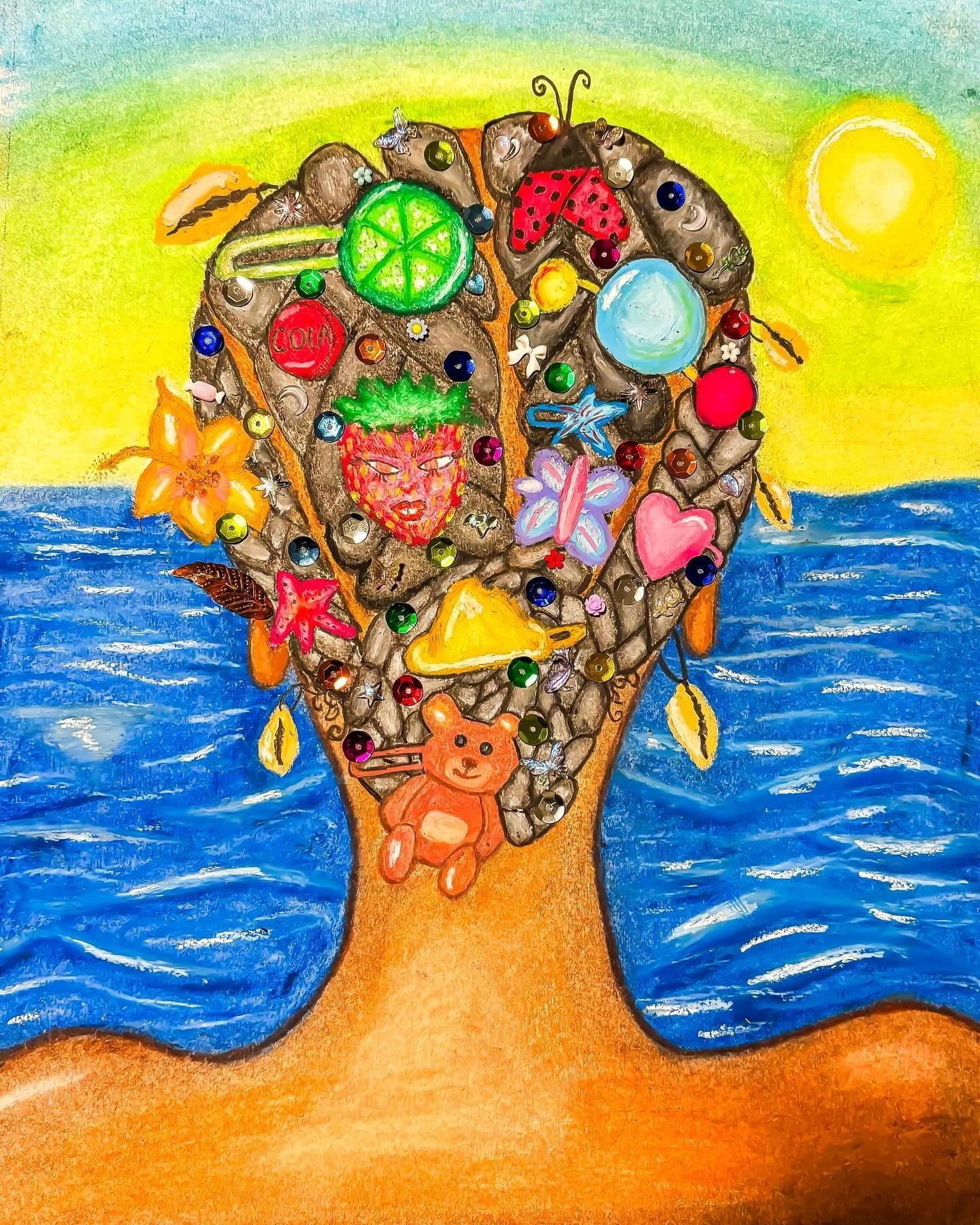 &ldquo;Barrettes and Dreams&rdquo; (2024) Oil Pastels &amp; Color Pencil 11 x 14in inspired by @micaiahcarter &ldquo;Adeline in Barrettes&rdquo; (2018)