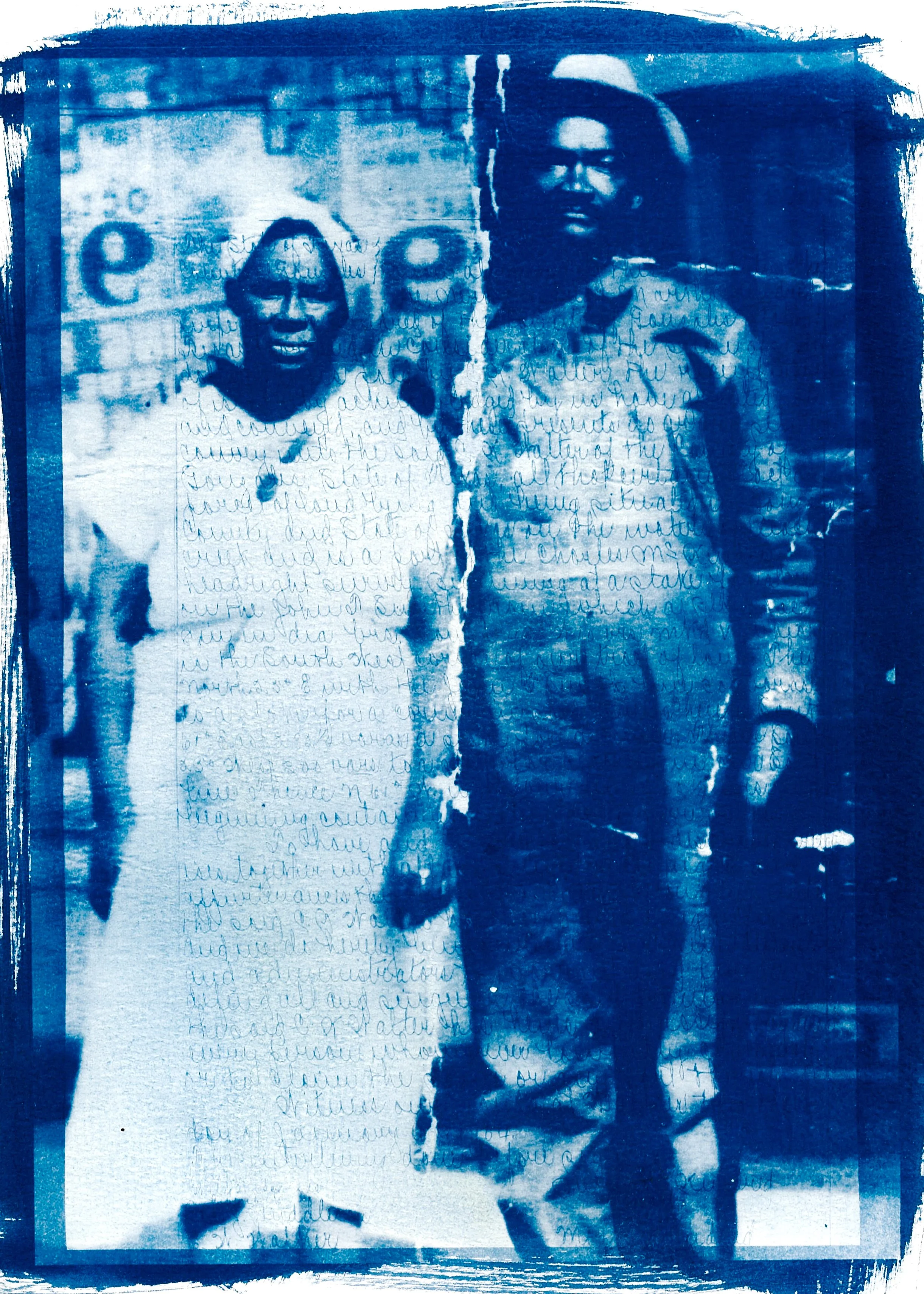 "Pooled Capital, Sacred Soil"
 9 x 12in.
Cyanotype, Historical Document, Family Photo
09/21/26