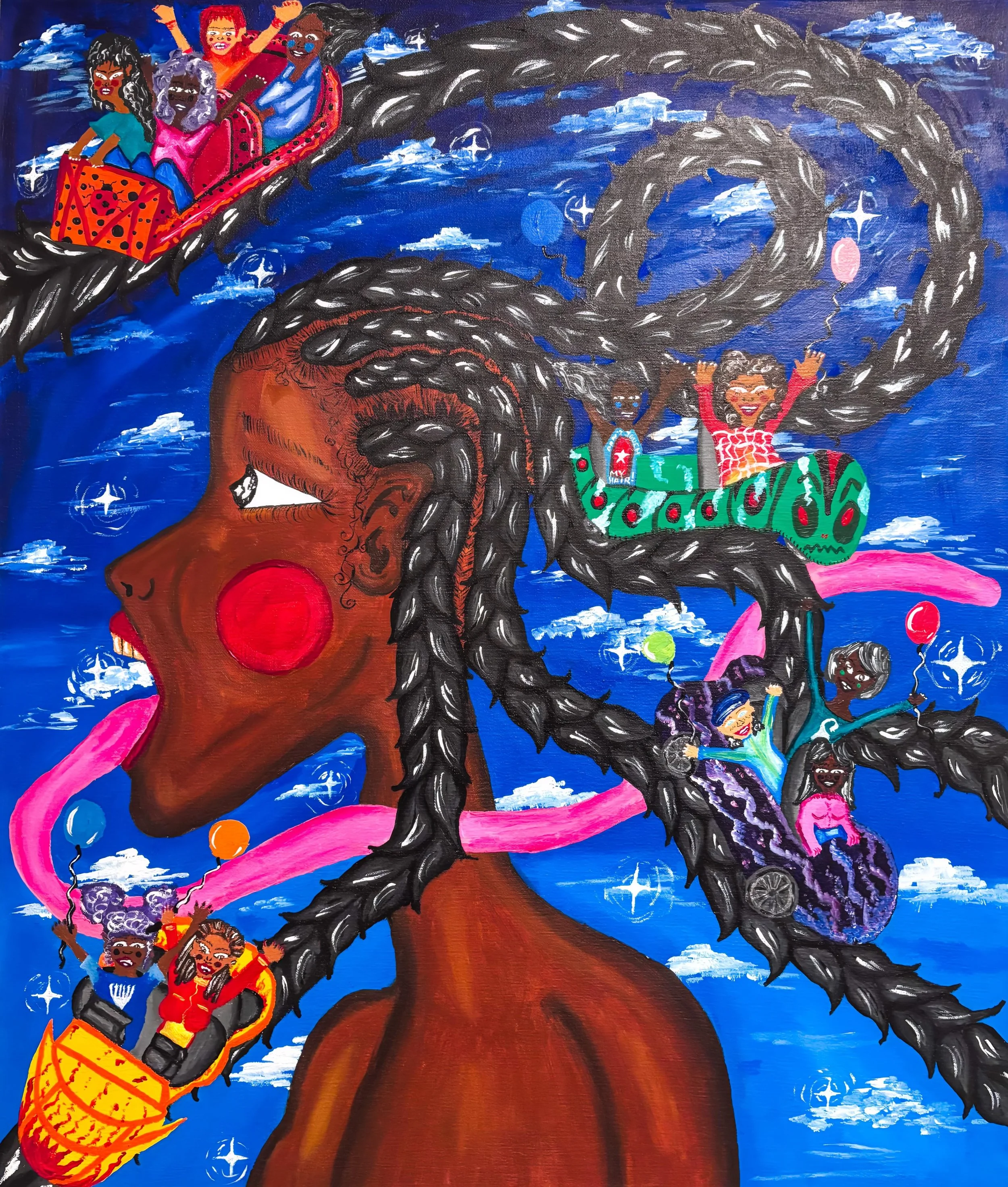 “My Hair Is A Rollercoaster”
38 x 24in.
Acrylic
04/26/26