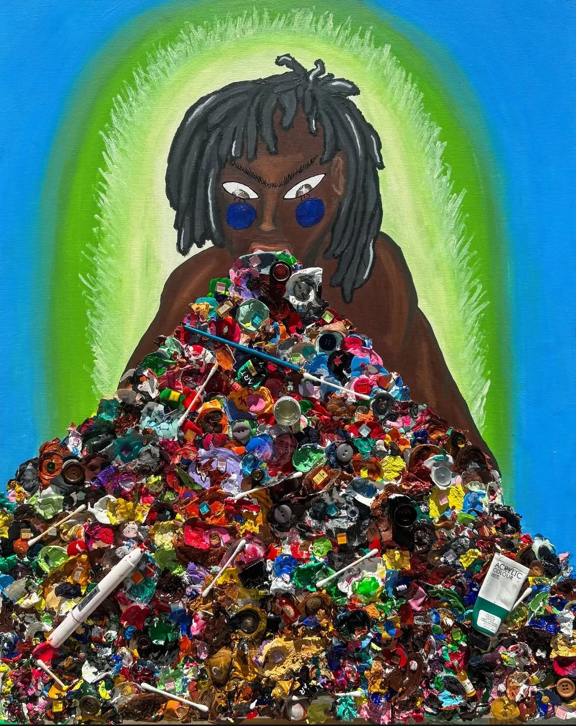 "Echoes of Necessity"
24 x 30 in.
Acrylic & Recycled Material
07/16/25