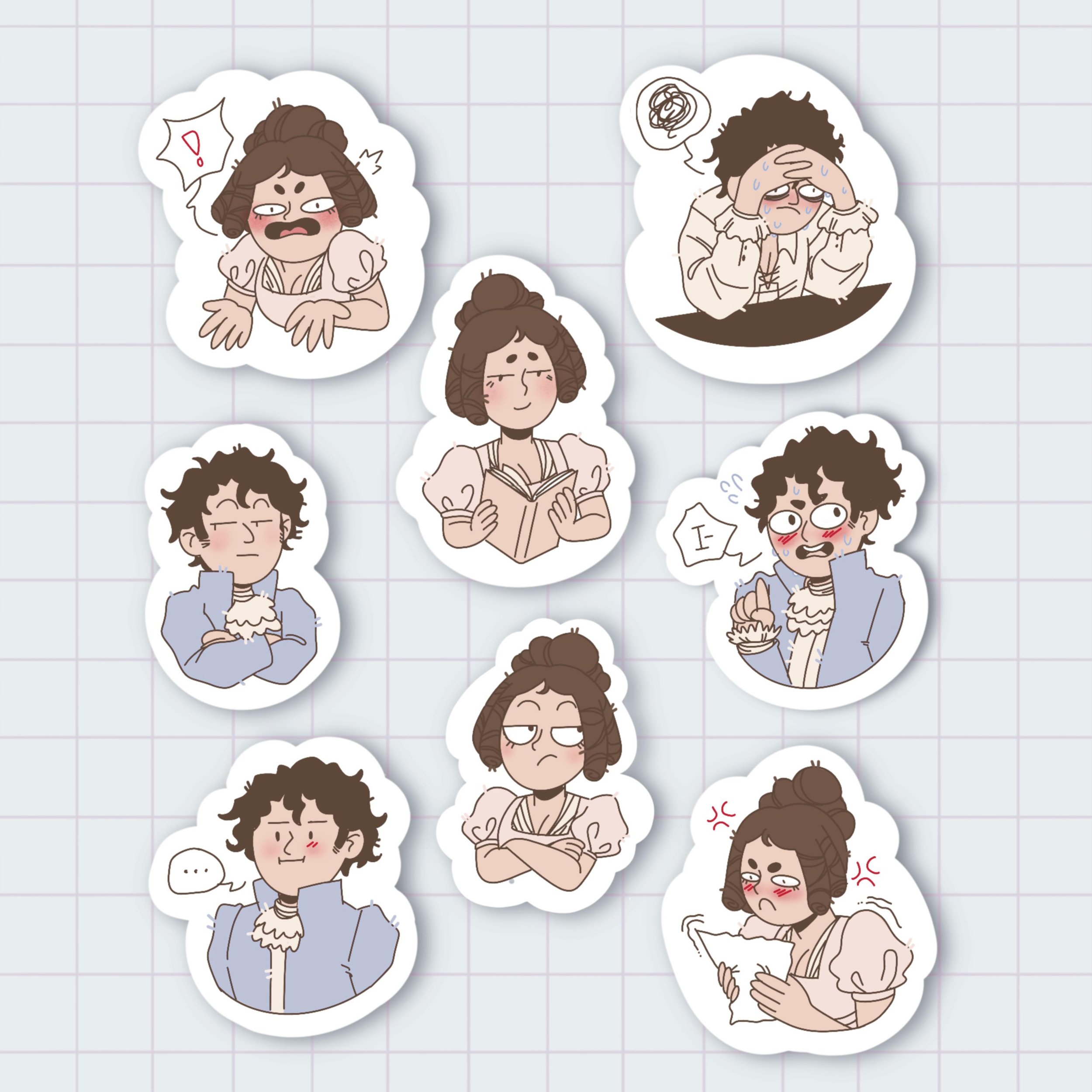 Had some fun creating a collection of Pride &amp; Prejudice (1995) inspired stickers. Would you like me to put it in the shop? Lemme know in the comments! 
&bull;
&bull;
#prideandprejudice #prideandprejudice1995 #janausten #stickersheet #etsyshop #sm