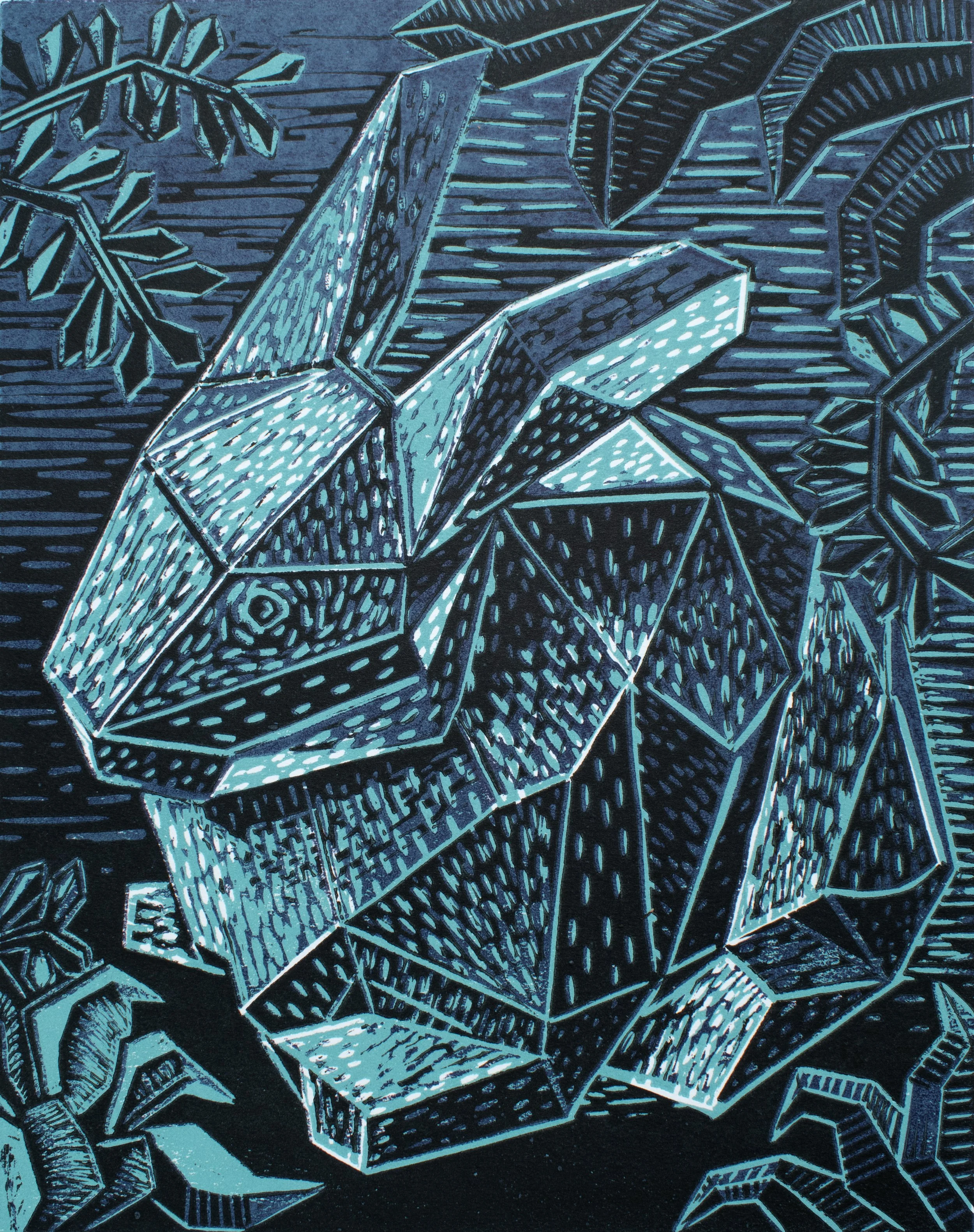 Hidden Doe, Reduction Print