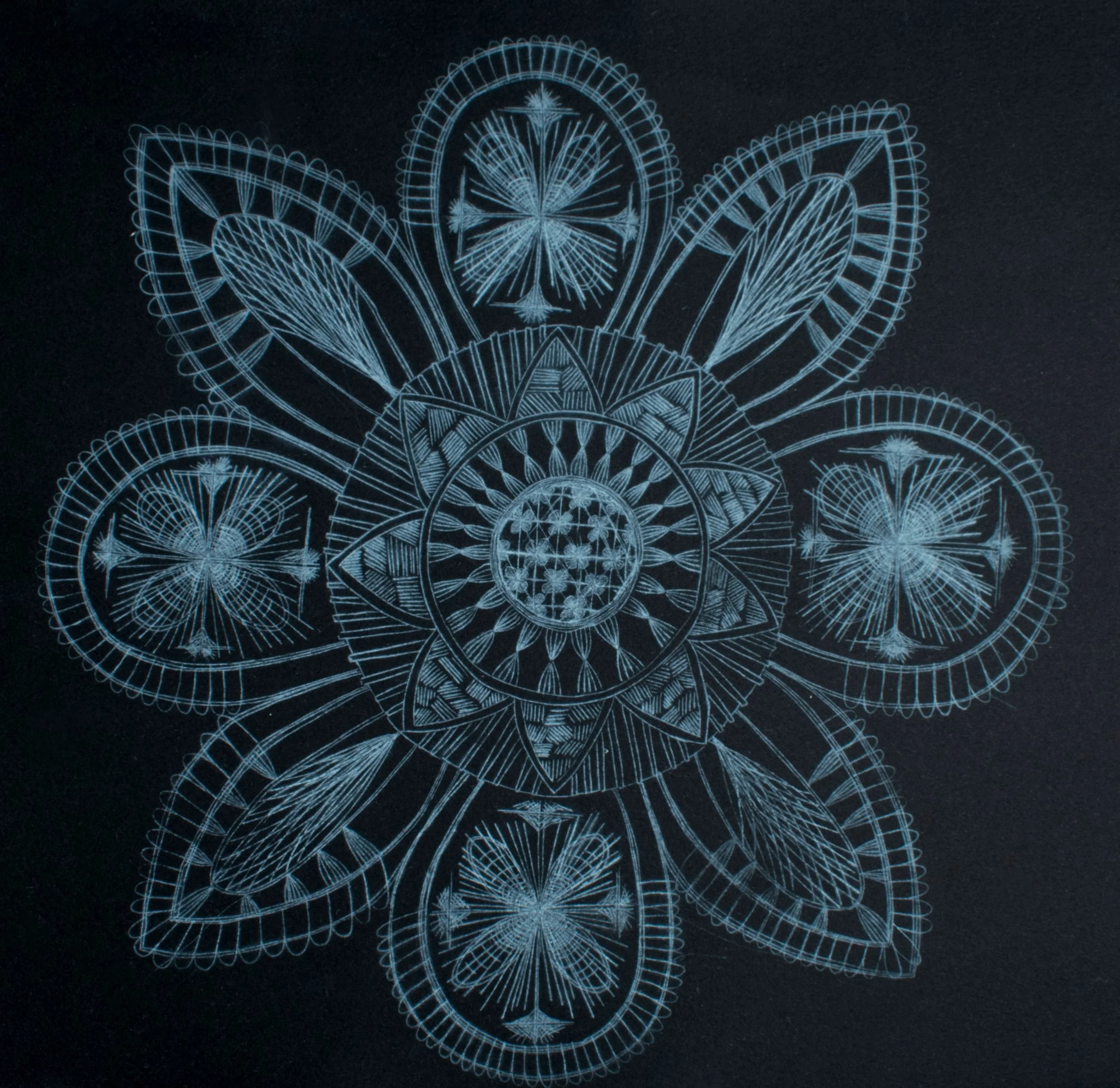 Ñandutí, Dry-point