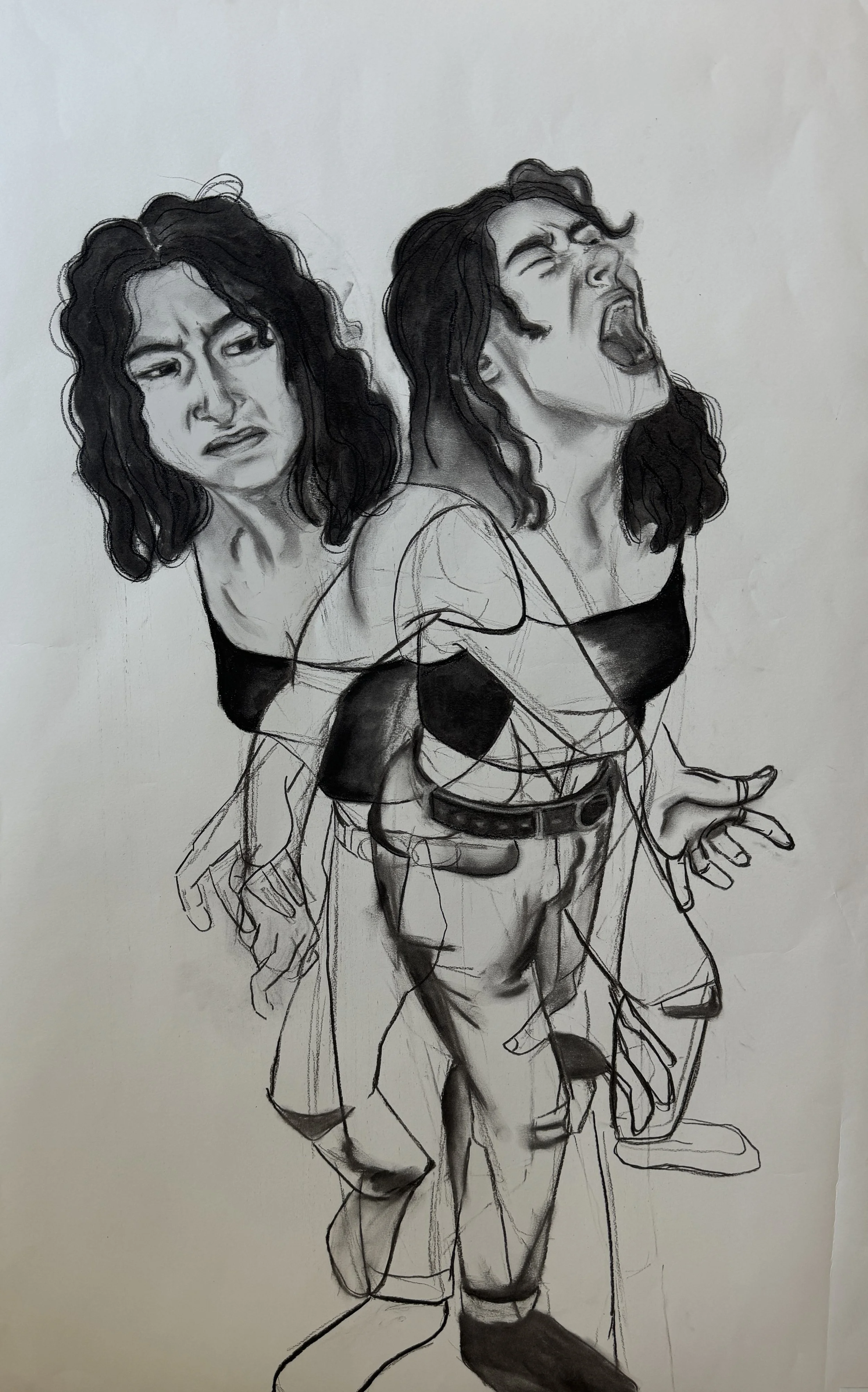 Masquerading Rage, Charcoal, 2024
