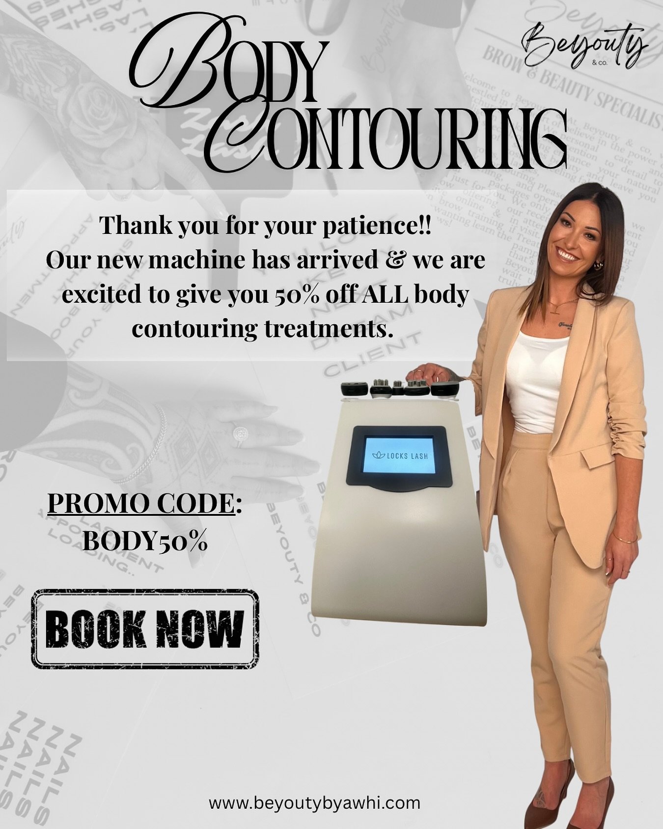 BODY CONTOURING BACK IN ACTION ✨
Don&rsquo;t miss out - Book in with Kelly now
@beyoutyandco.kelly