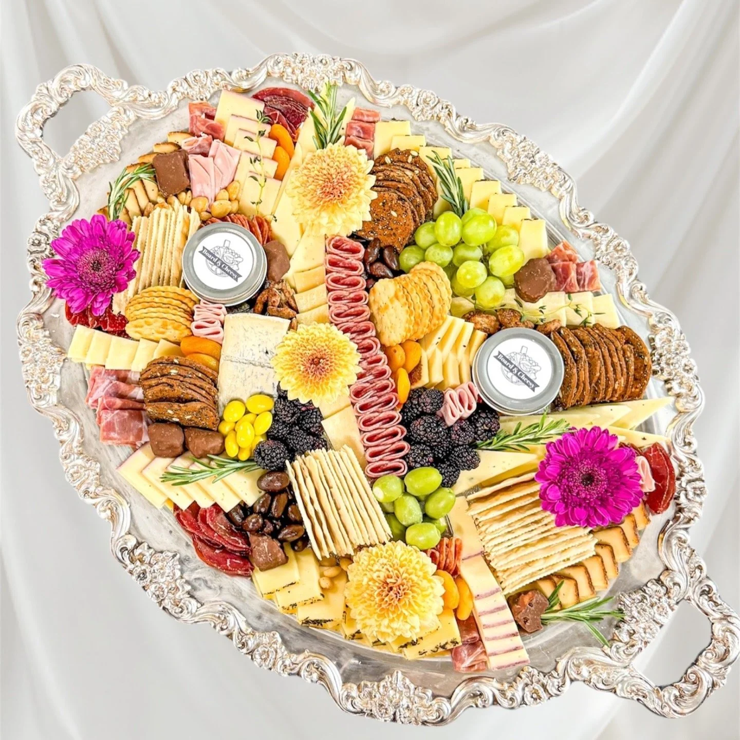 Charcuterie on a silver platter