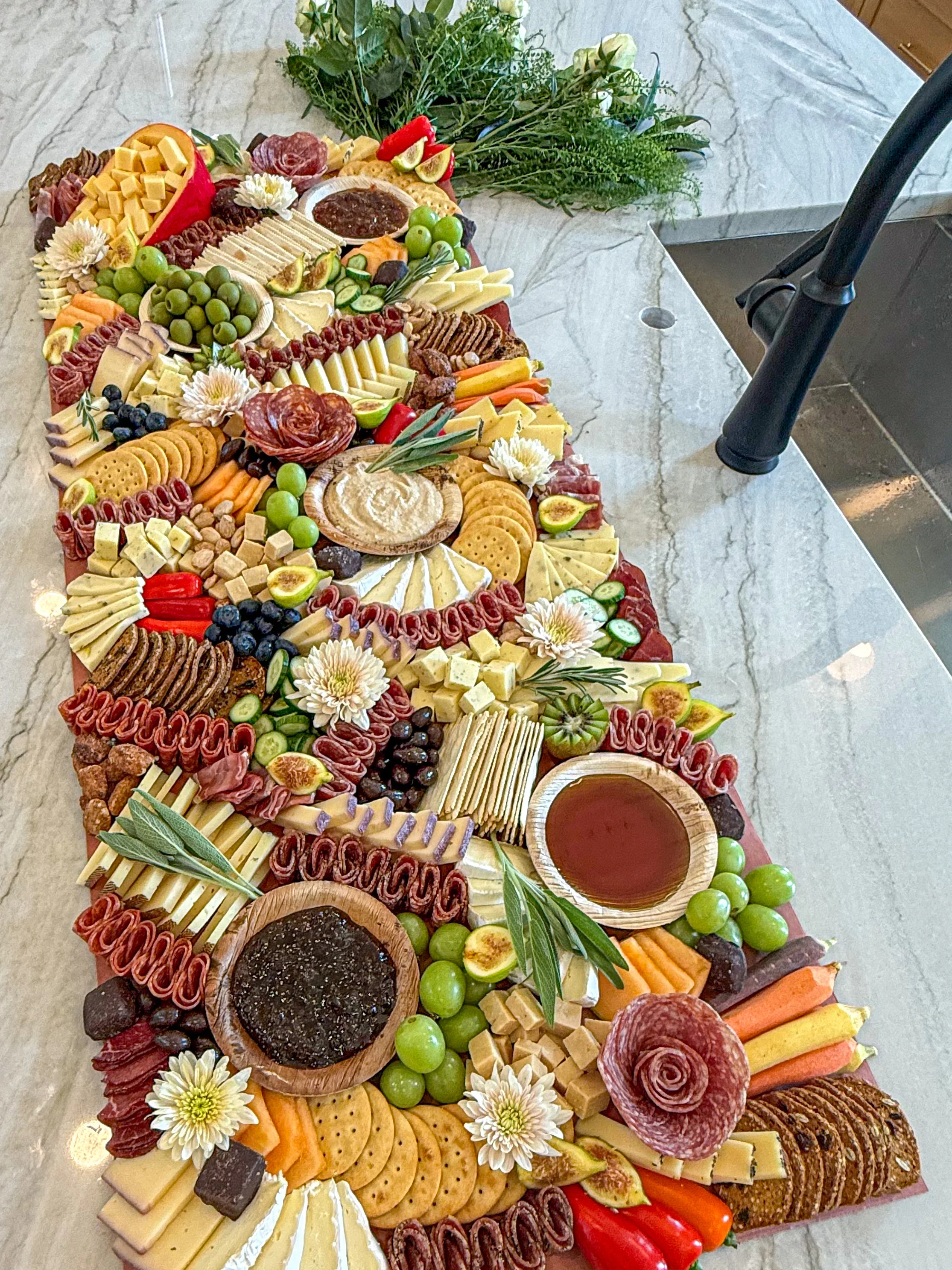 40 person flat lay grazing table for a broker's open