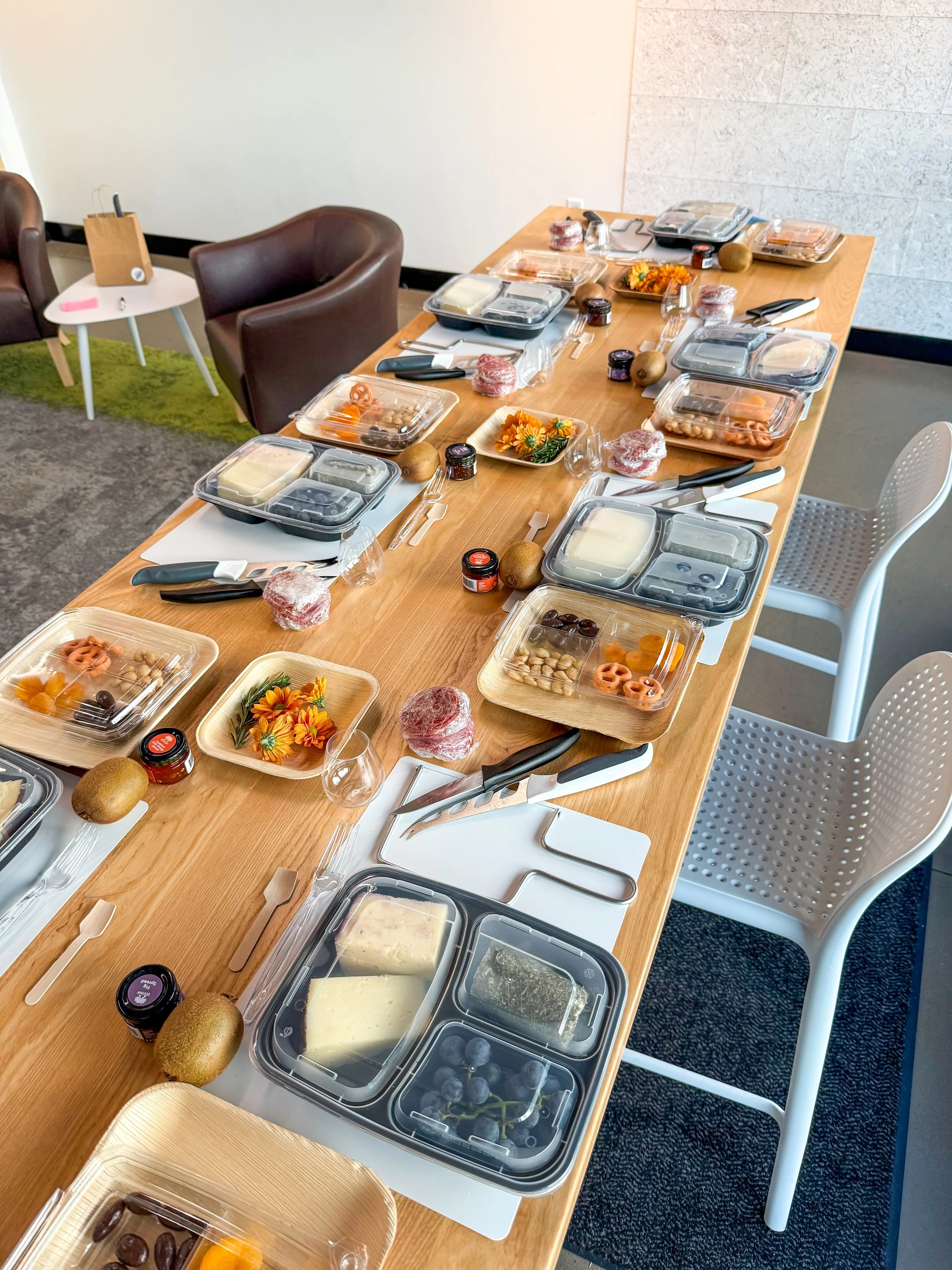 A charcuterie workshop setup