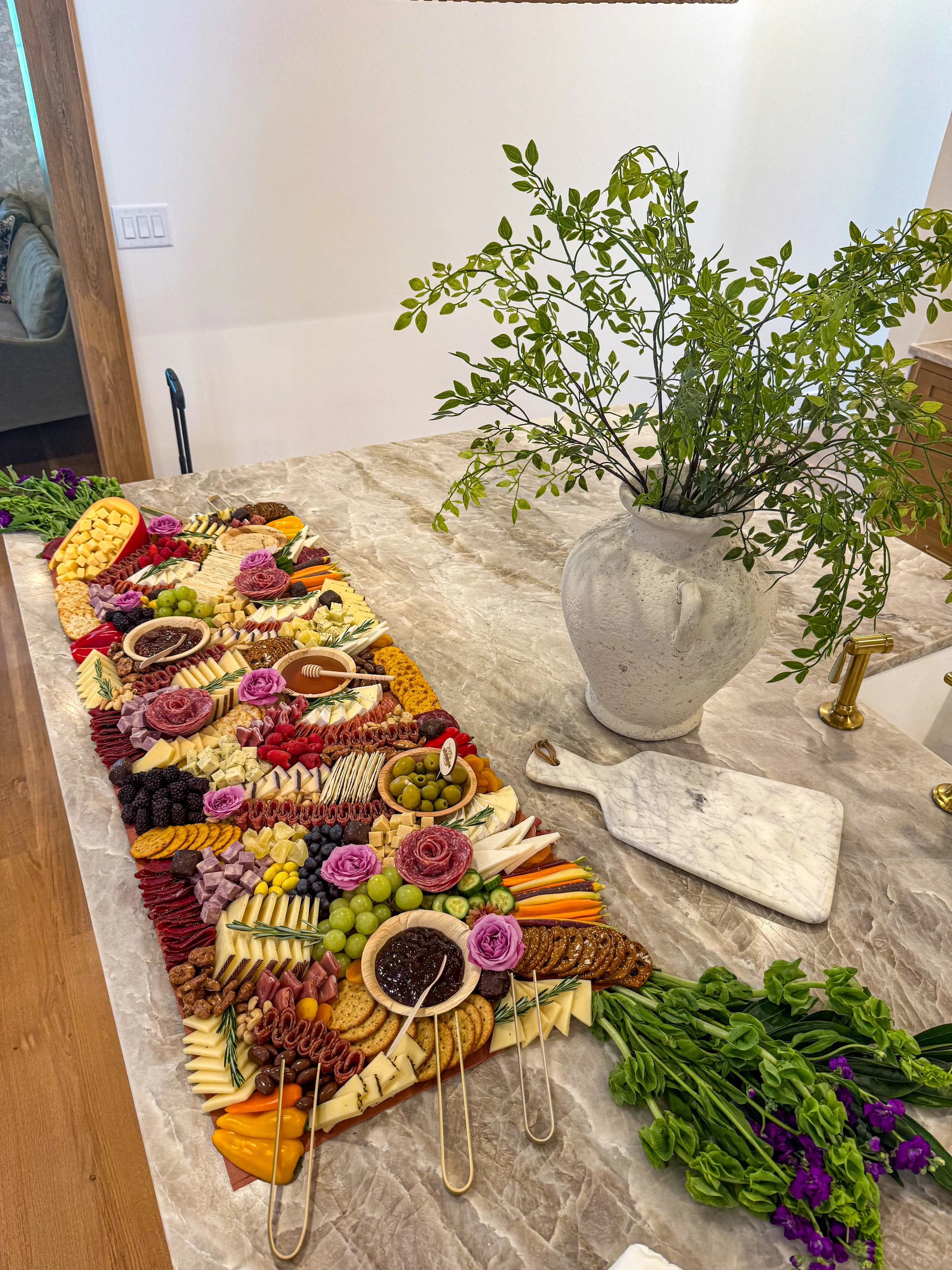 40 person flat lay grazing table for a broker's open