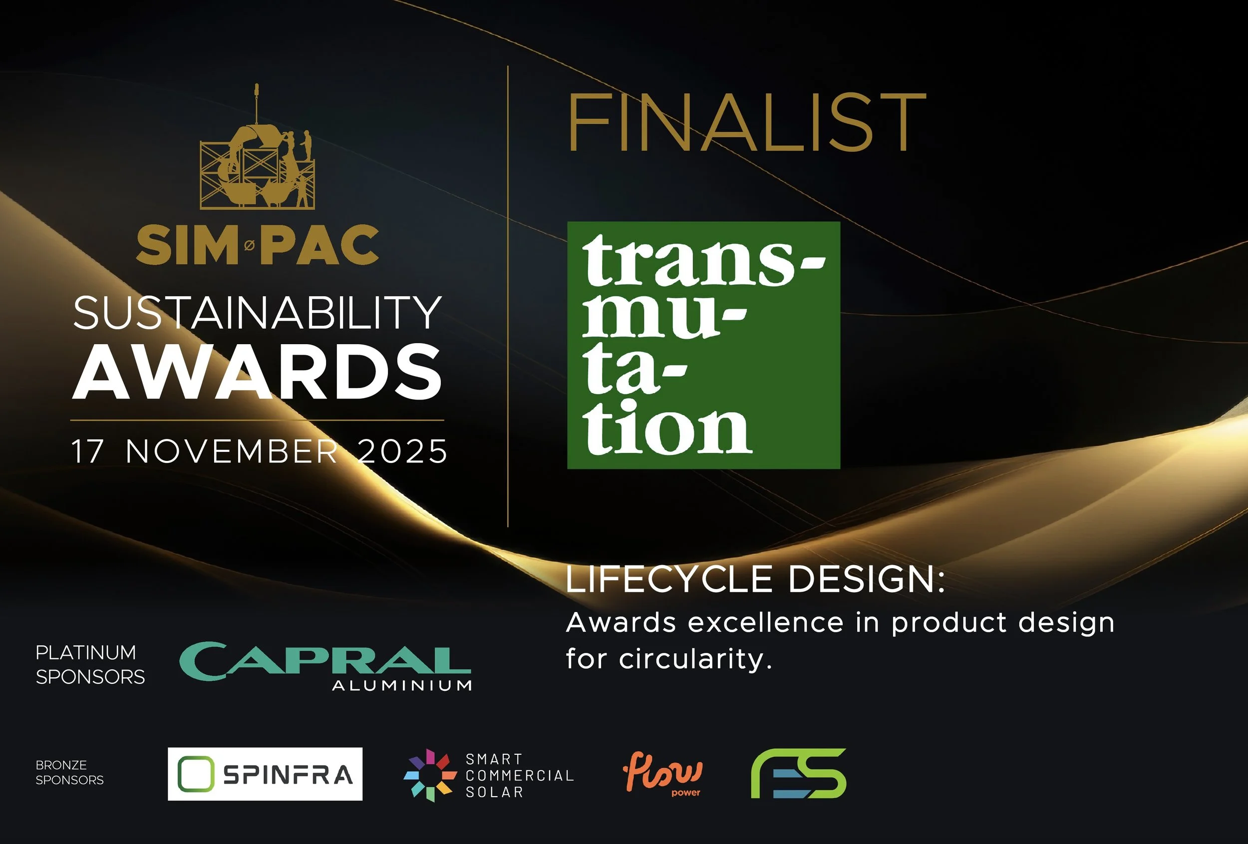 We are proud to announce Transmutation as a Finalist for their innovative products – PostPrime® Plastic Pellets and 50–65mm Concrete Bar Chairs – exemplify lifecycle design in action, with sustainability integrated from raw material sourcing through