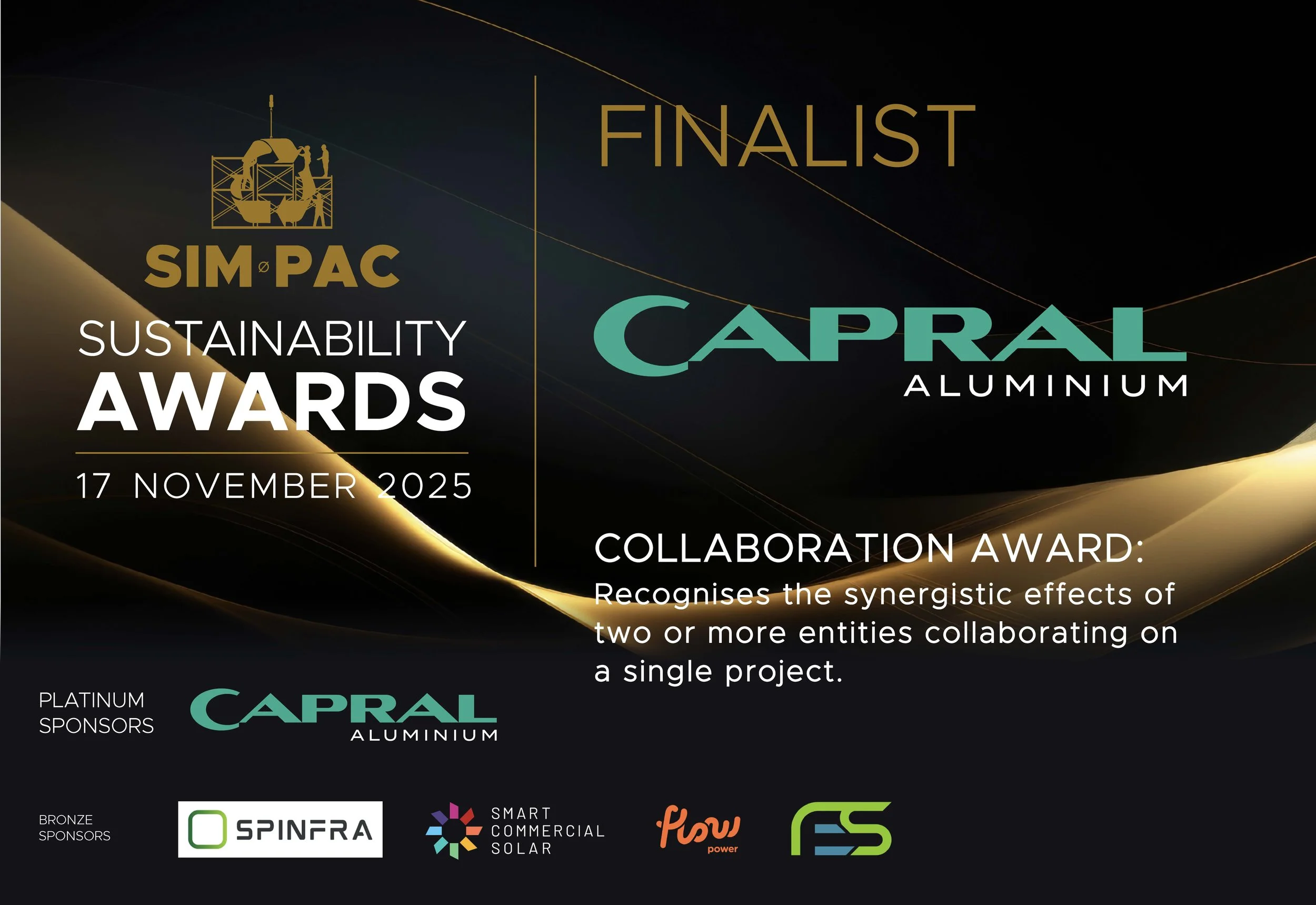 Capral Aluminium, in partnership with Rio Tinto and Sims Metal, has been selected as a Finalist in the Collaboration Award category of the 2025 SIM-PAC Live Sustainability Awards.
This partnership has established a closed-loop aluminium recycling sy